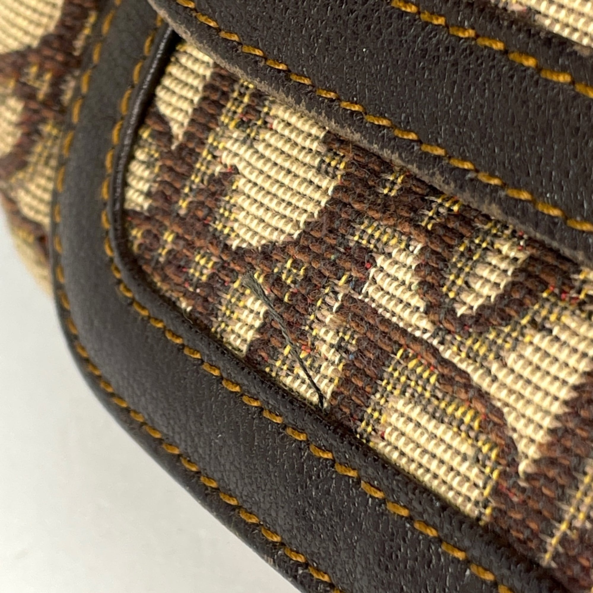 Christian Dior Brown Canvas Leather Shoulder Bag (Pre-Owned)