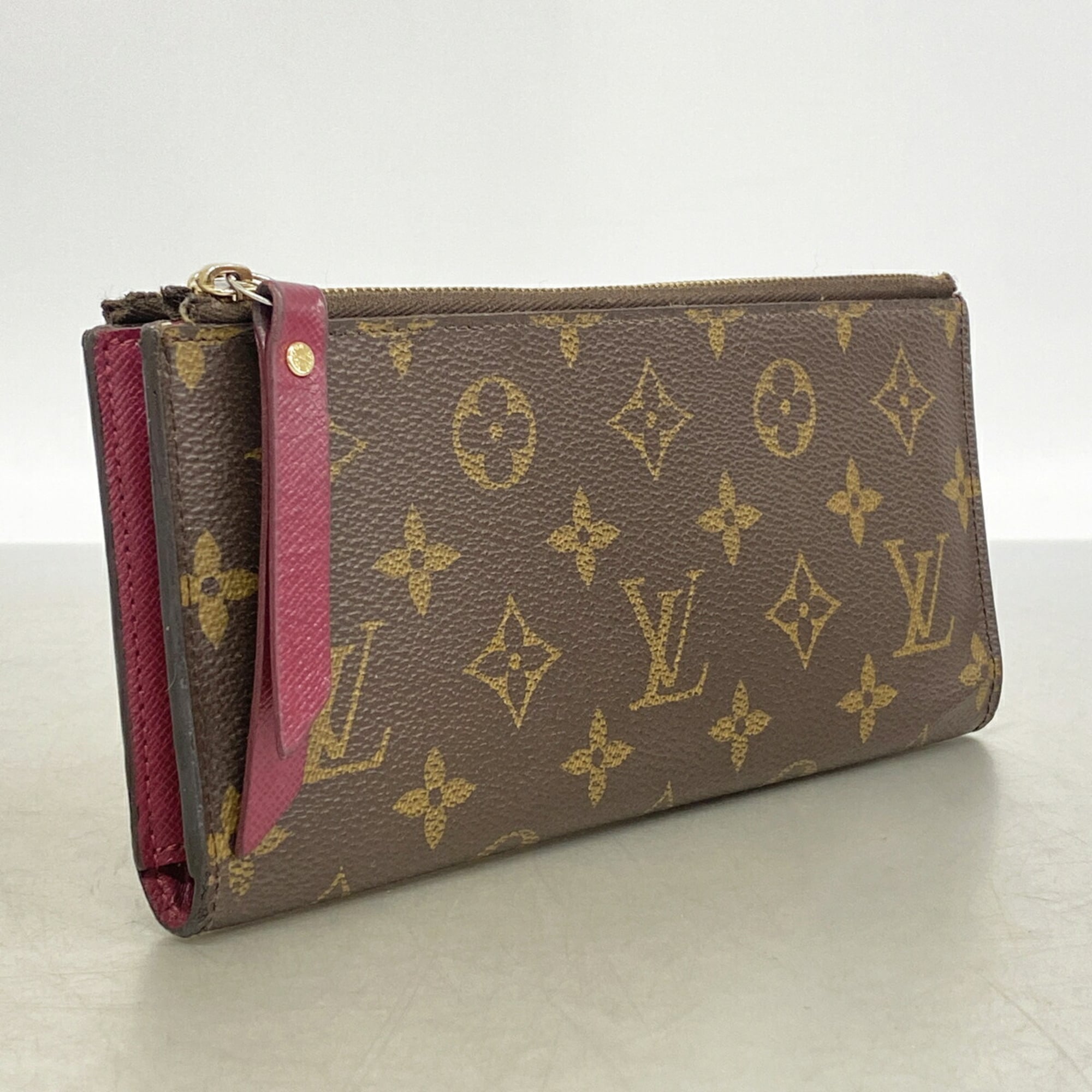 Louis Vuitton Brown Fuchsia Long Wallet (Bi-Fold) (Pre-Owned)
