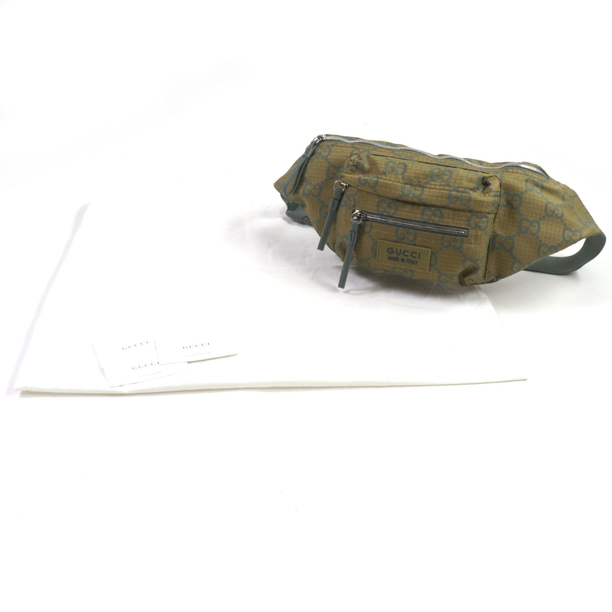 Gucci Khaki Nylon Leather Fanny Pack (Pre-Owned)