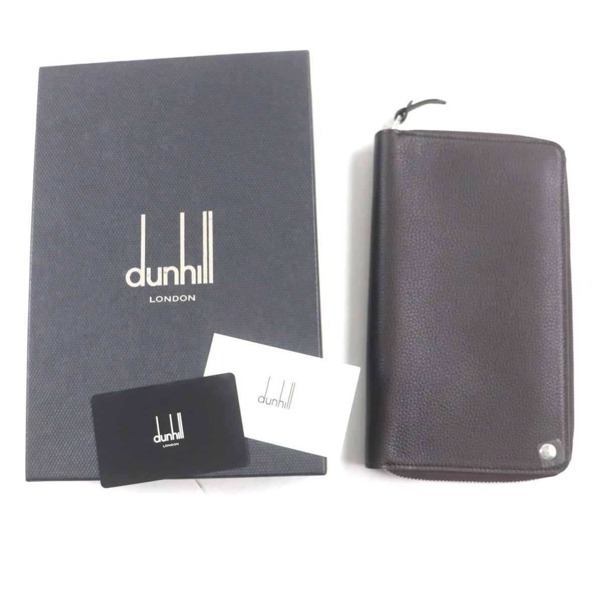 Dunhill Dark Brown Leather Long Wallet (Bi-Fold) (Pre-Owned)