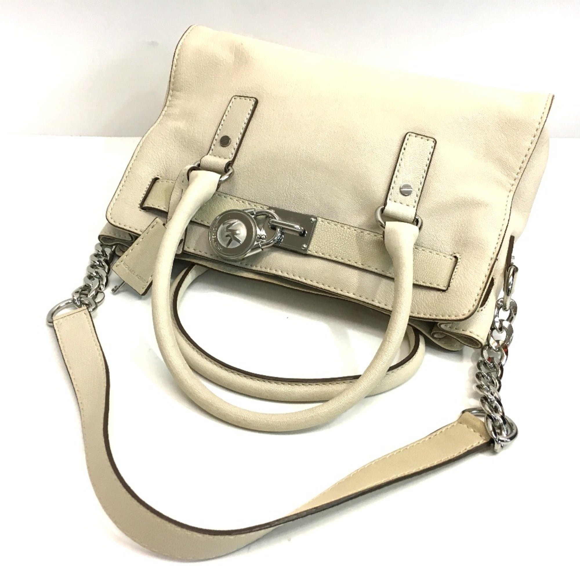 Michael Kors Off-White Leather Handbag Shoulder Bag Tote Bag (Pre-Owned)