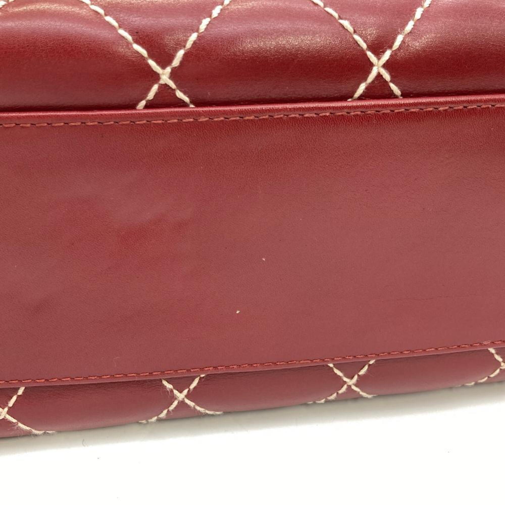 Chanel Bordeaux Red Color Wine Boston Bag Handbag (Pre-Owned)