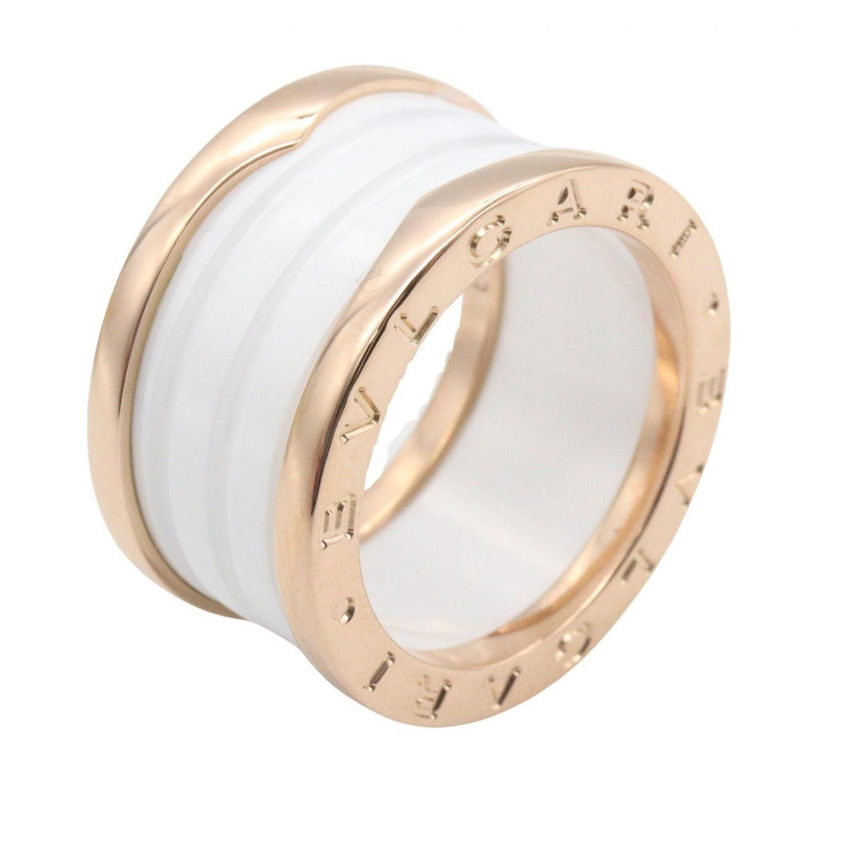 Bvlgari Gold White Pink Gold (18K) Ceramic Band Ring (Pre-Owned)