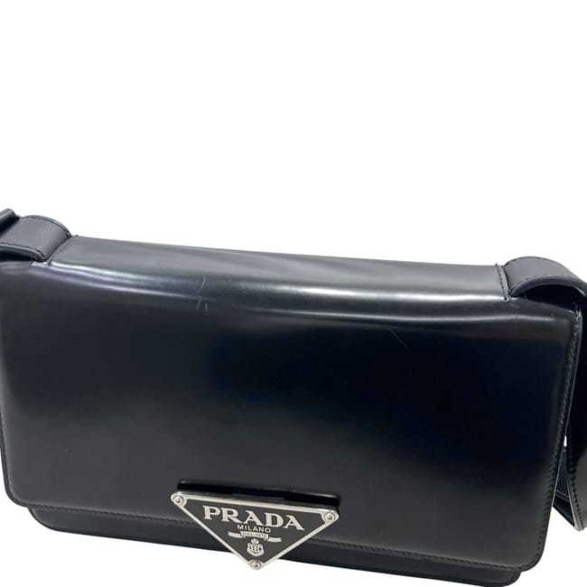 Prada Black Nero Leather Shoulder Bag (Pre-Owned)