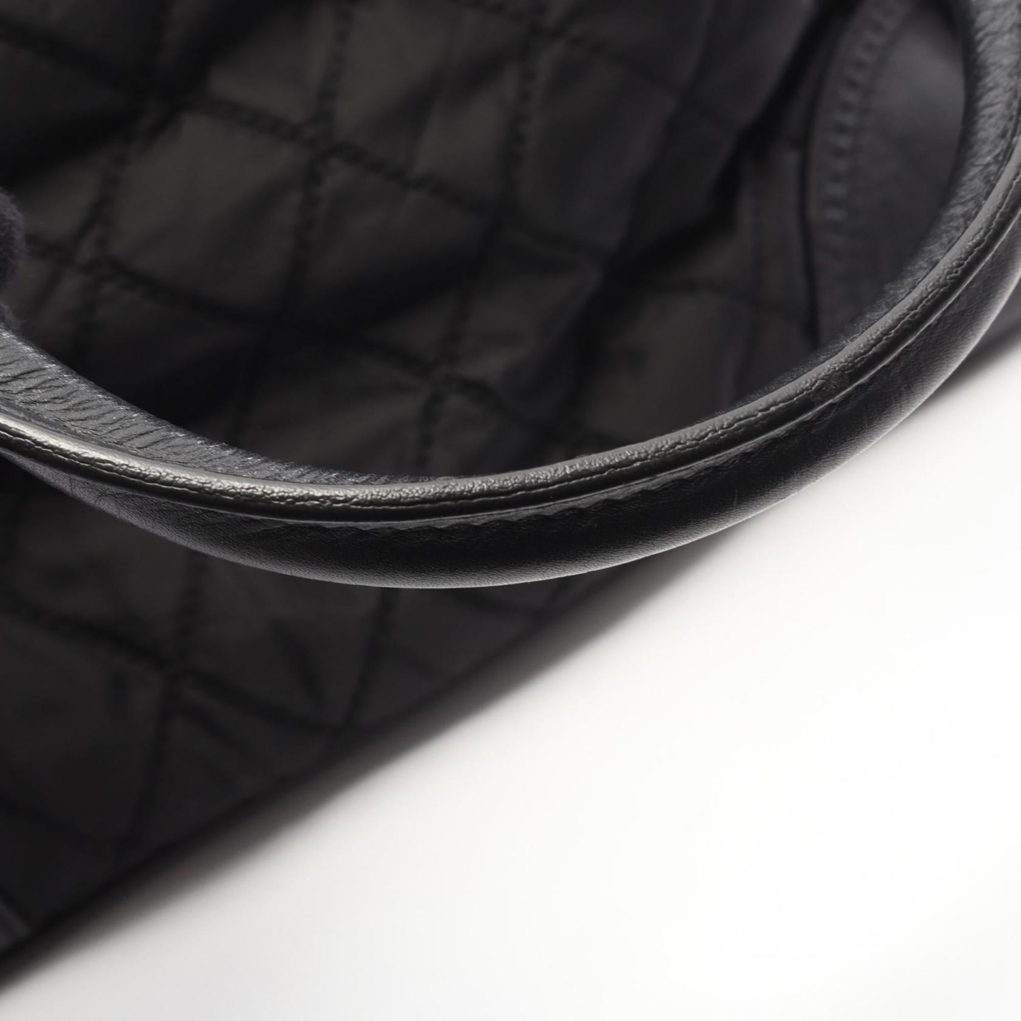 Chanel Black Nylon Leather Handbag Tote Bag (Pre-Owned)
