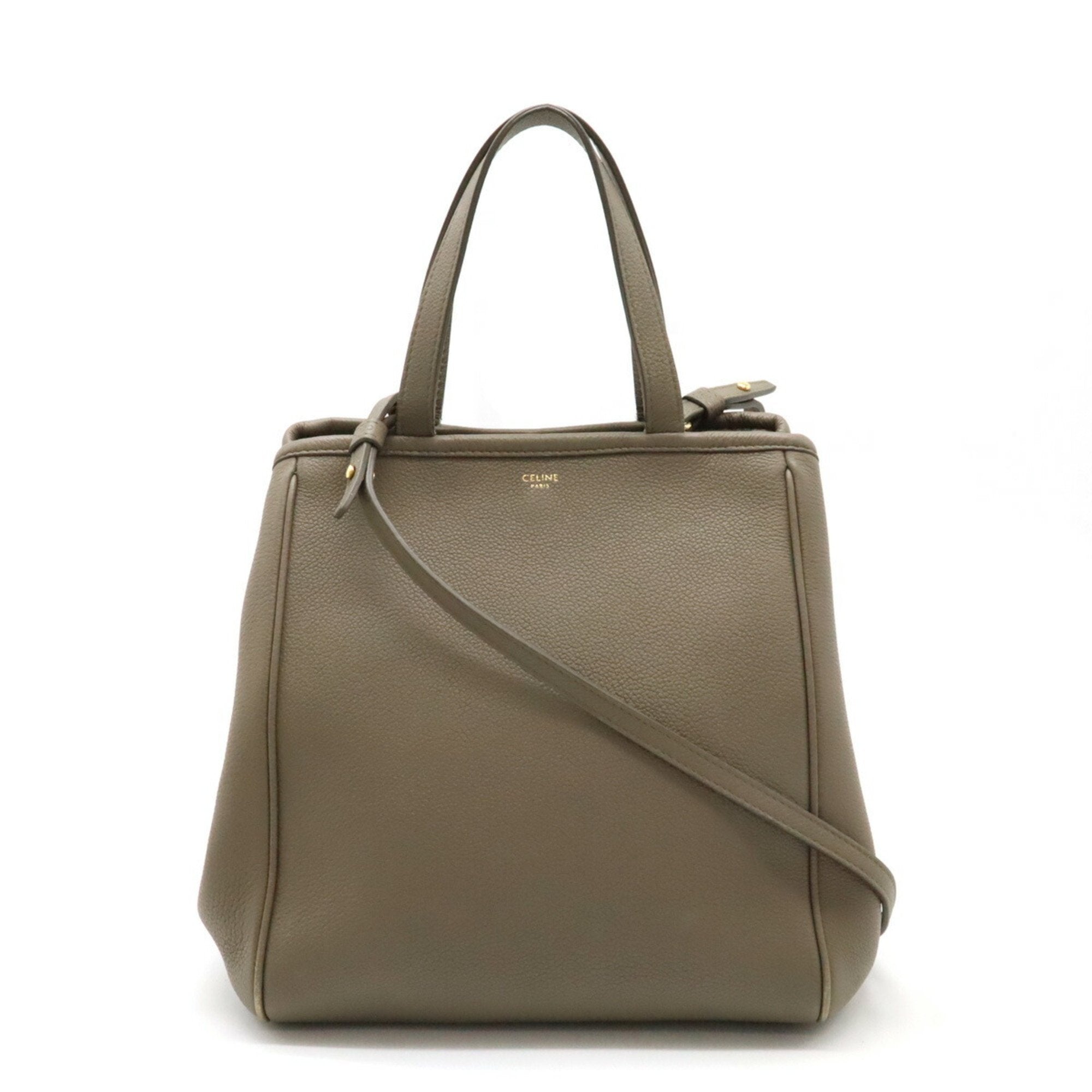 Celine Grayish Leather Shoulder Bag Tote Bag (Pre-Owned)