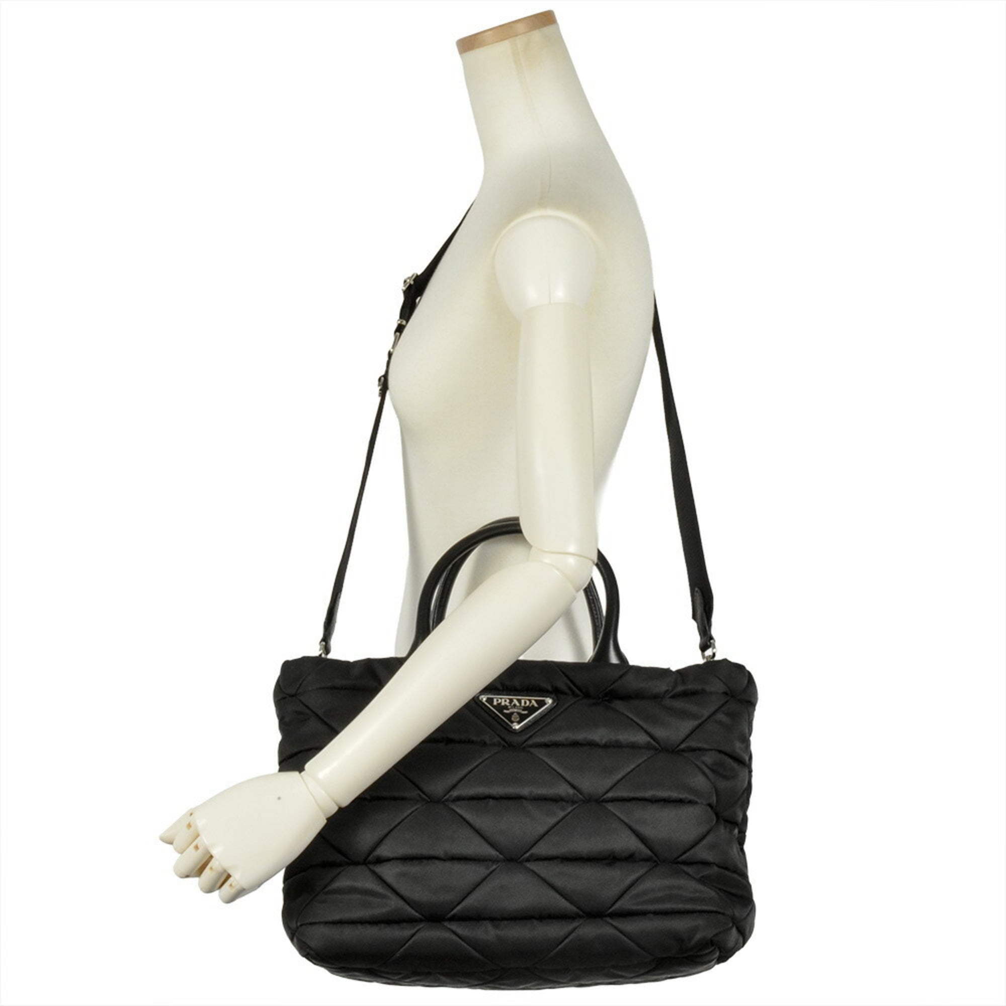 Prada Black Nylon Nappa Leather Leather Tote Bag (Pre-Owned)