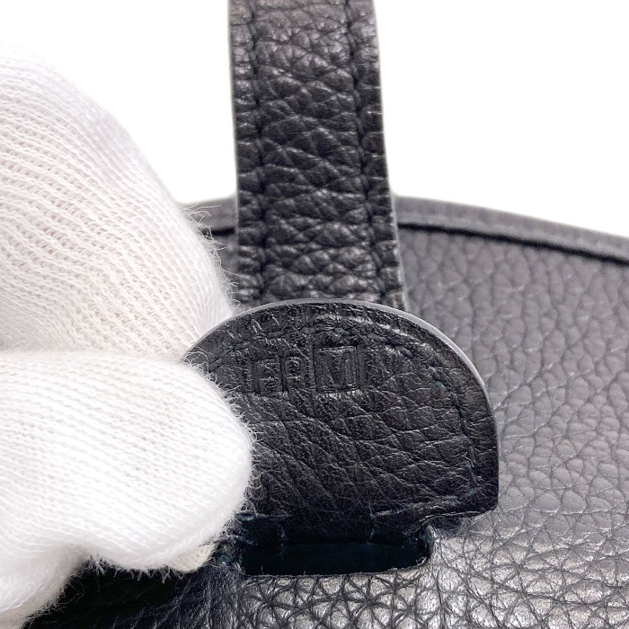 Hermes Black Taurillon Clemence Leather Shoulder Bag (Pre-Owned)