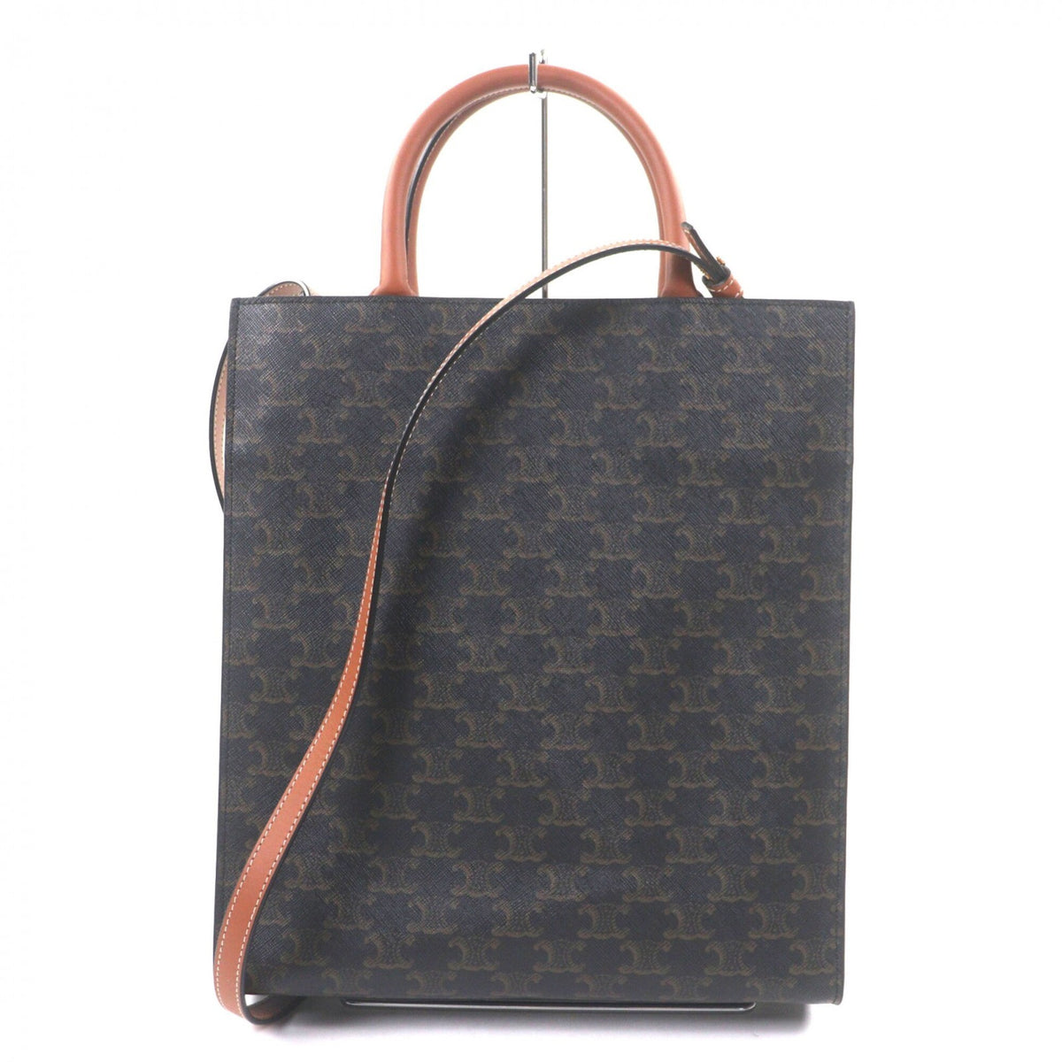 Celine Dark Brown Canvas Leather Tote Bag (Pre-Owned)
