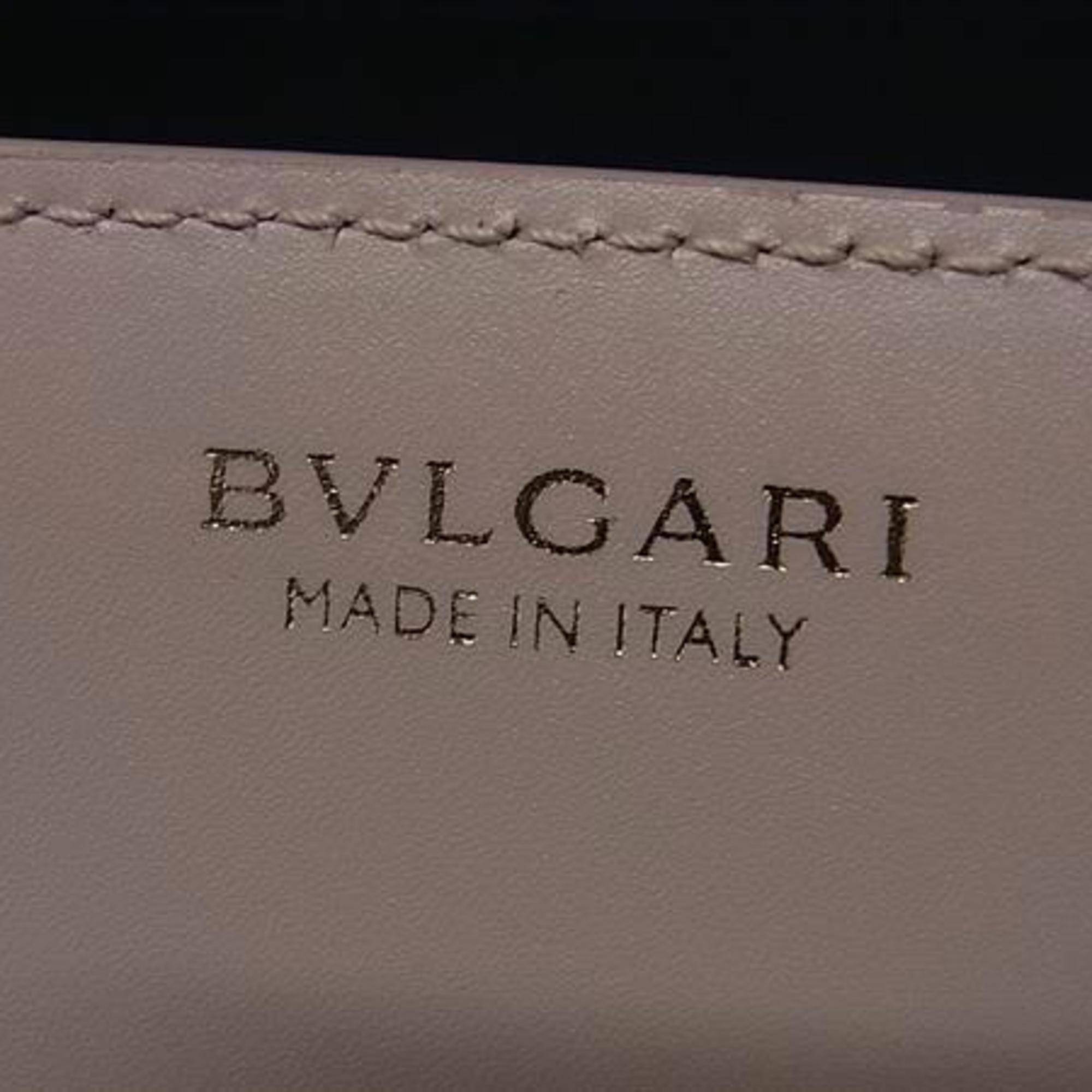 Bvlgari Beige Beige Gold Leather Long Wallet (Bi-Fold) (Pre-Owned)