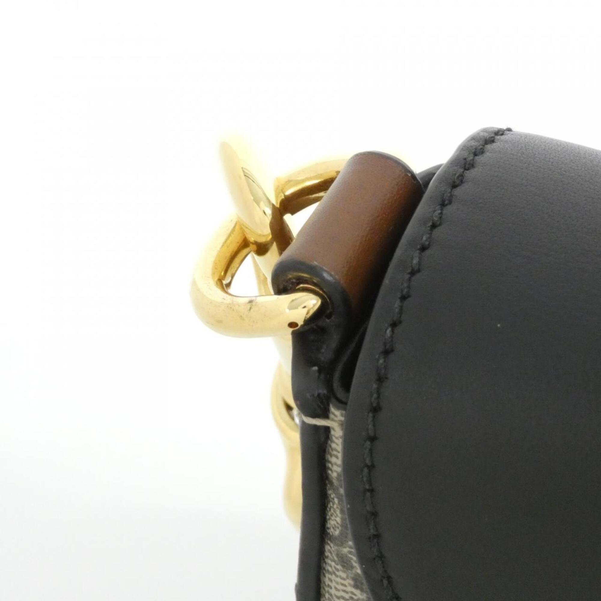 Gucci Beige Black Gg Supreme Leather Shoulder Bag (Pre-Owned)