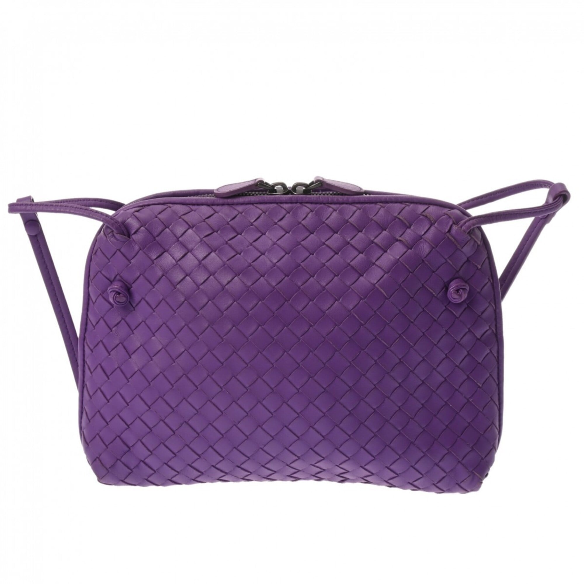 Bottega Veneta Intrecciato Purple Leather Shoulder Bag (Pre-Owned)