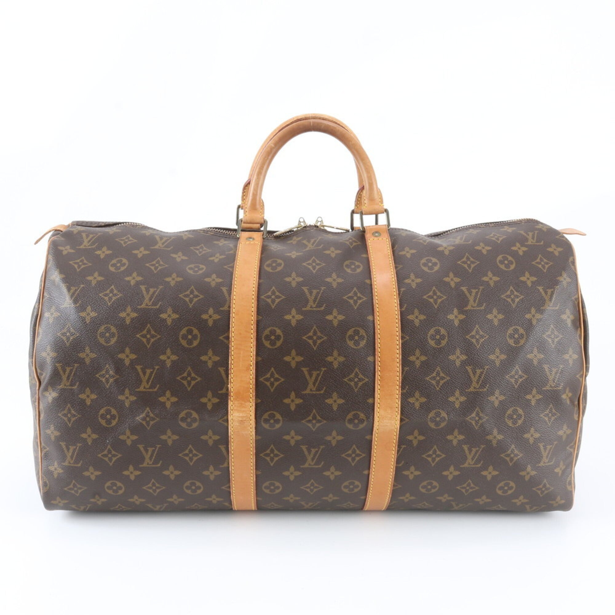 Louis Vuitton Brown Leather Coated Canvas Boston Bag Tote Bag (Pre-Owned)