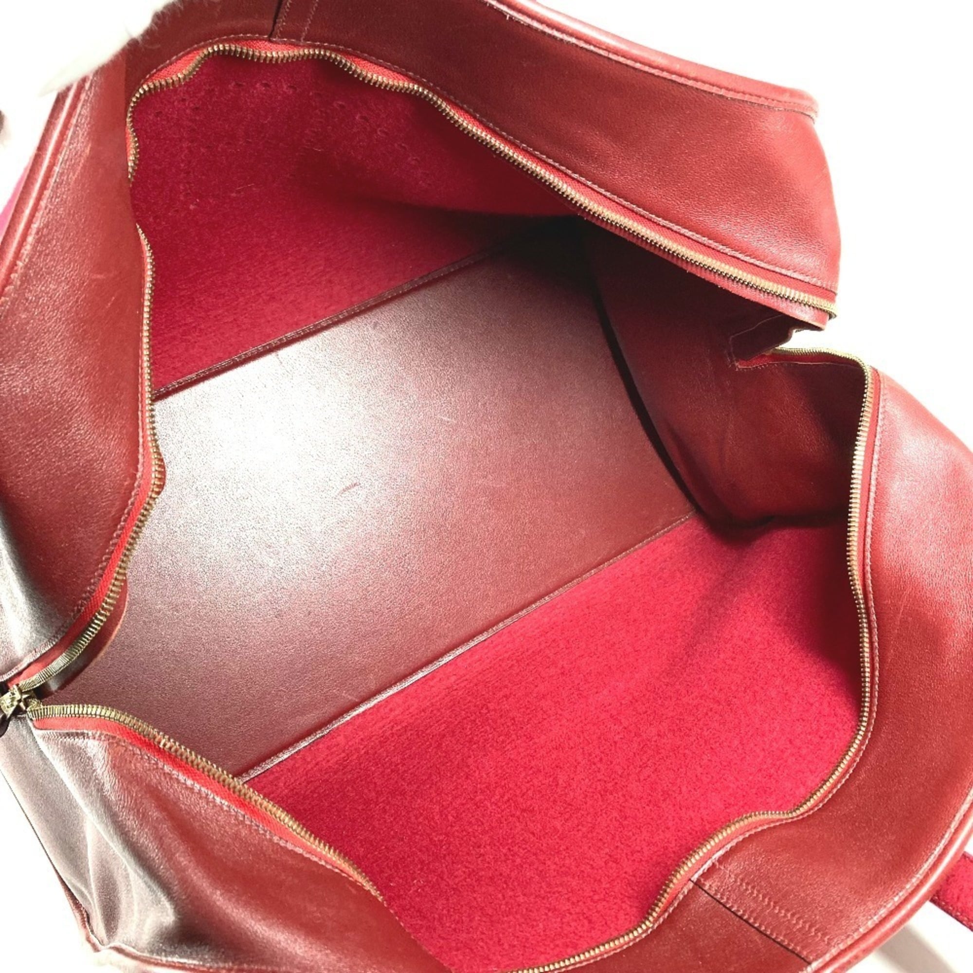 Hermes Red Color Felt Leather Boston Bag (Pre-Owned)
