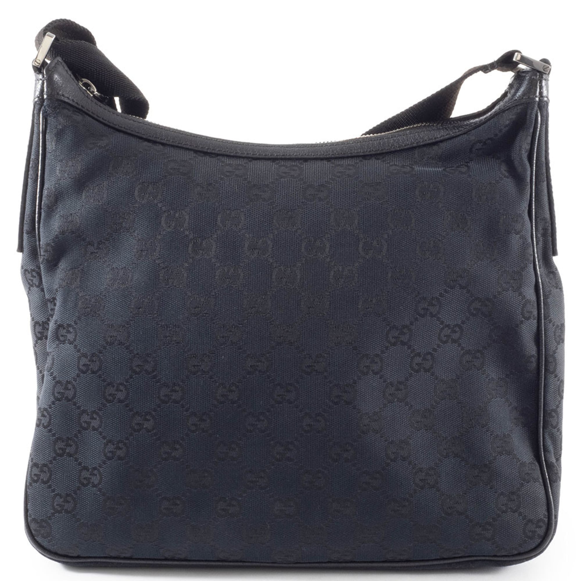Gucci Black Gg Canvas Leather Shoulder Bag (Pre-Owned)