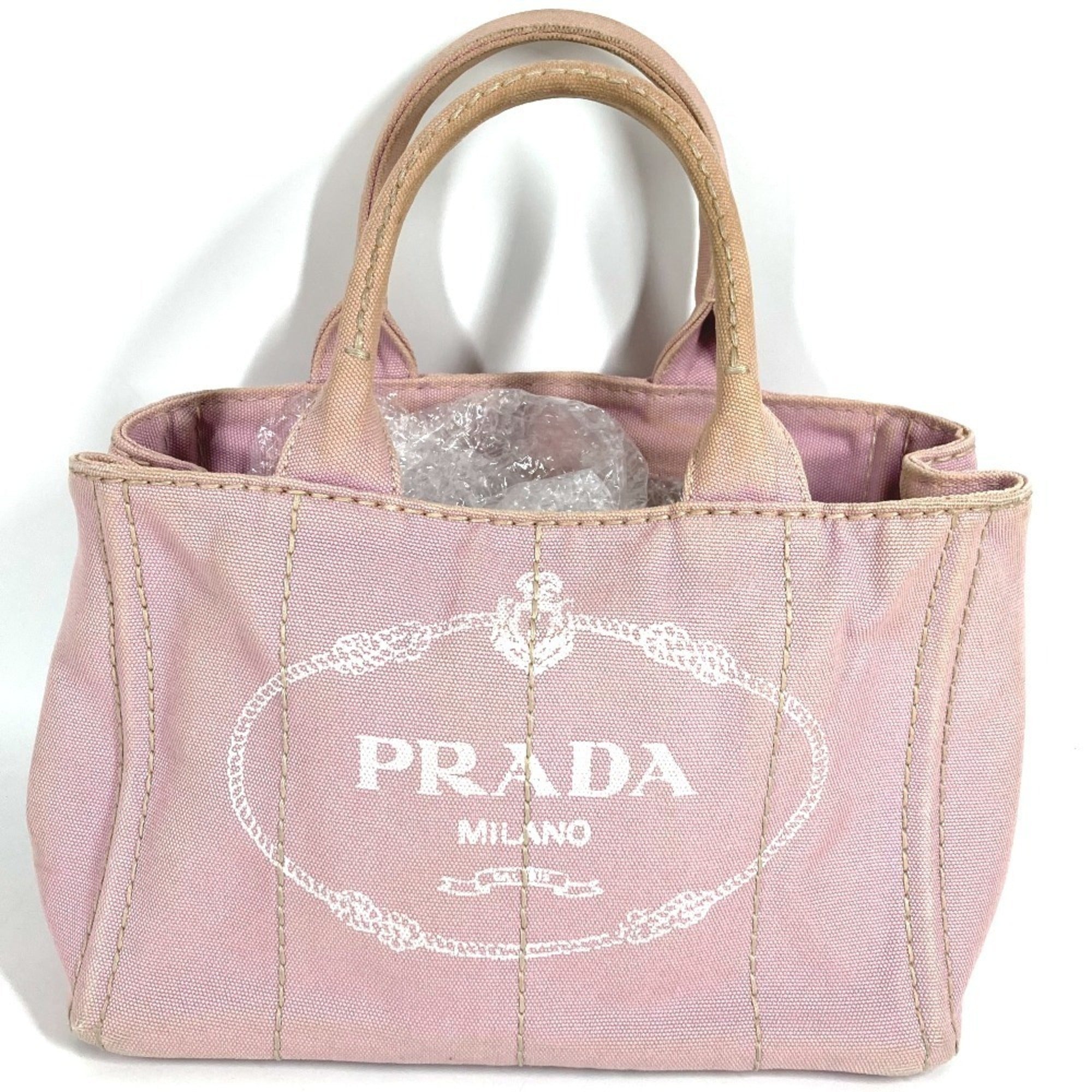 Prada Pink Canvas Handbag Shoulder Bag Tote Bag (Pre-Owned)