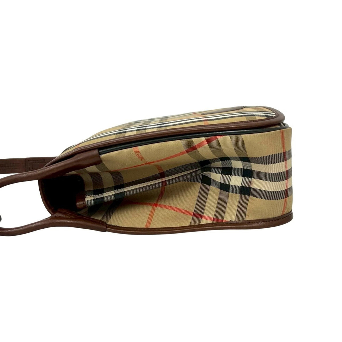 Burberry Beige Brown Canvas Leather Shoulder Bag (Pre-Owned)