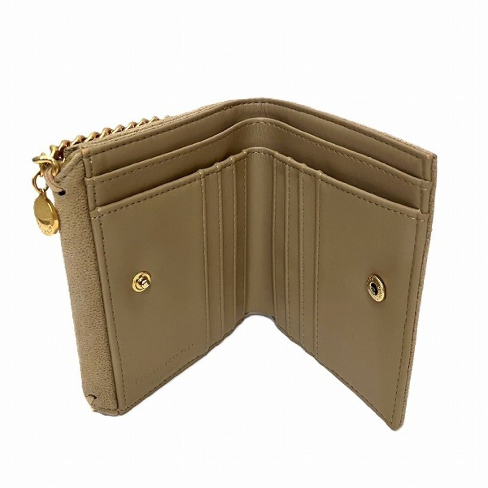 Stella Mccartney Beige Gold Faux Leather Wallet (Bi-Fold) (Pre-Owned)