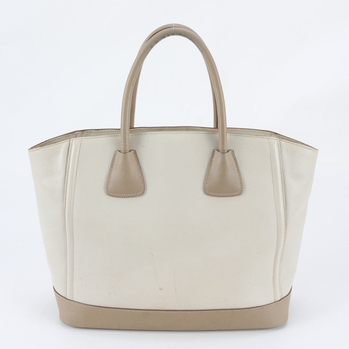 Prada Beige Leather Handbag Shoulder Bag Tote Bag (Pre-Owned)