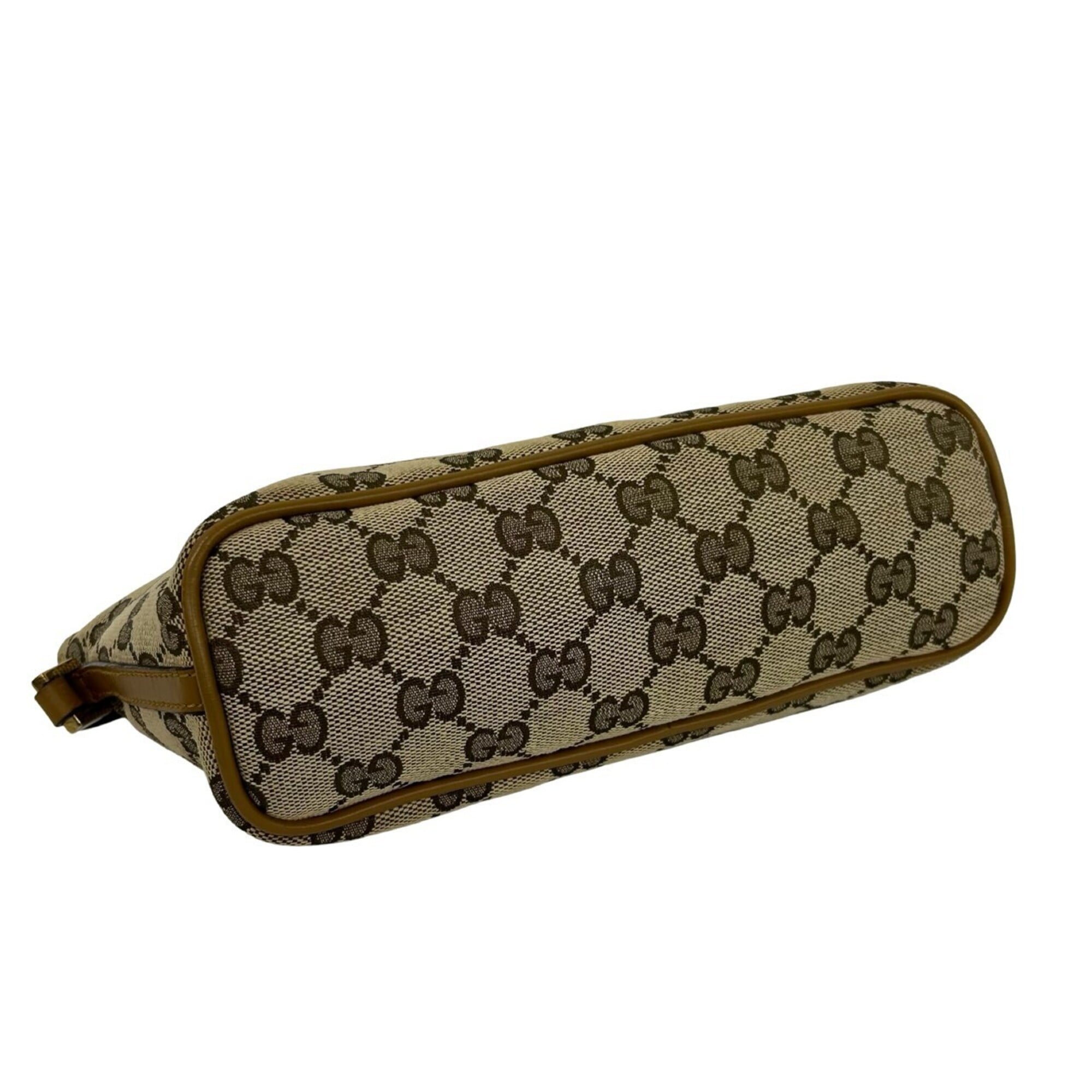 Gucci Brown Canvas Leather Handbag Pouch (Pre-Owned)