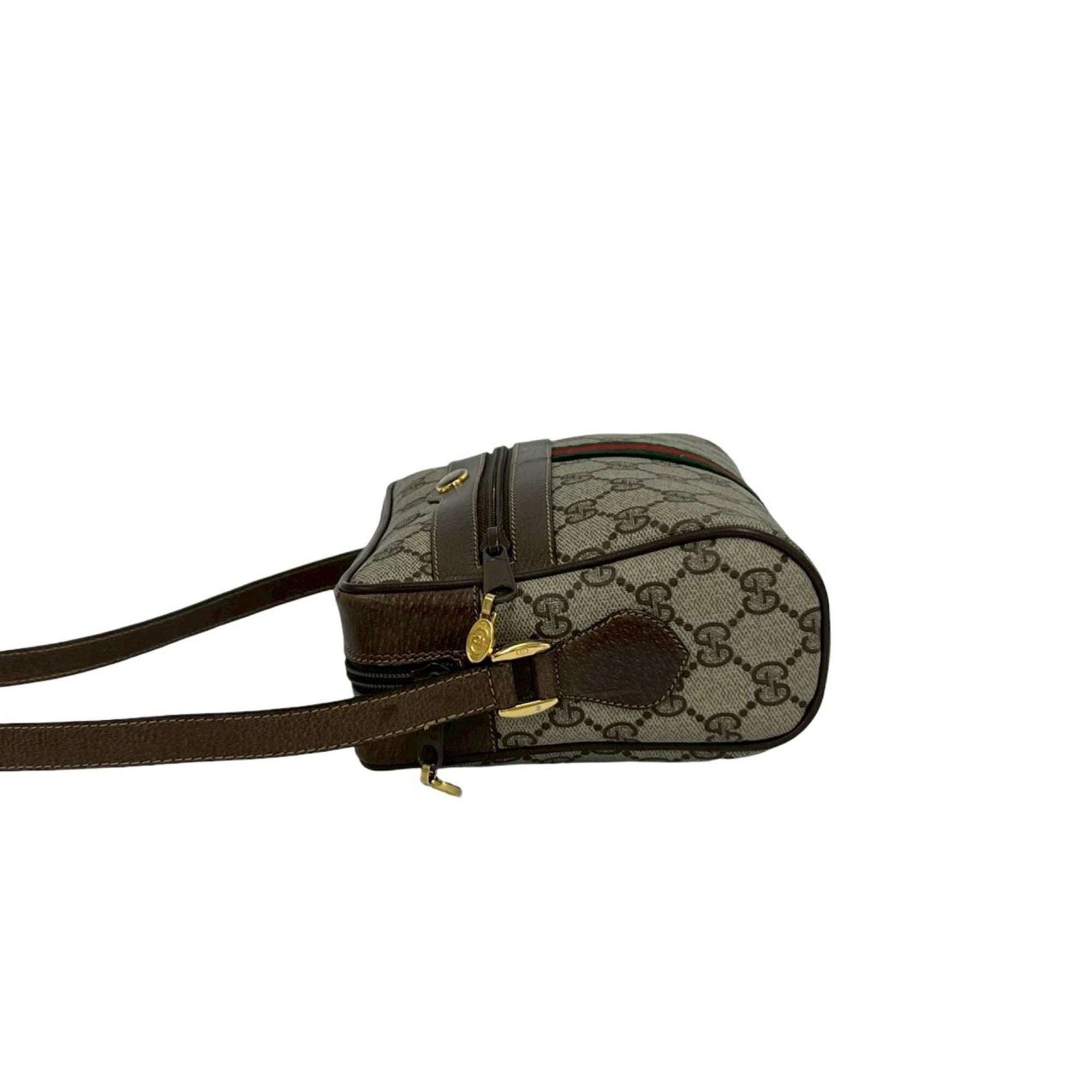 Gucci Brown Green Red Color Pvc Leather Shoulder Bag (Pre-Owned)