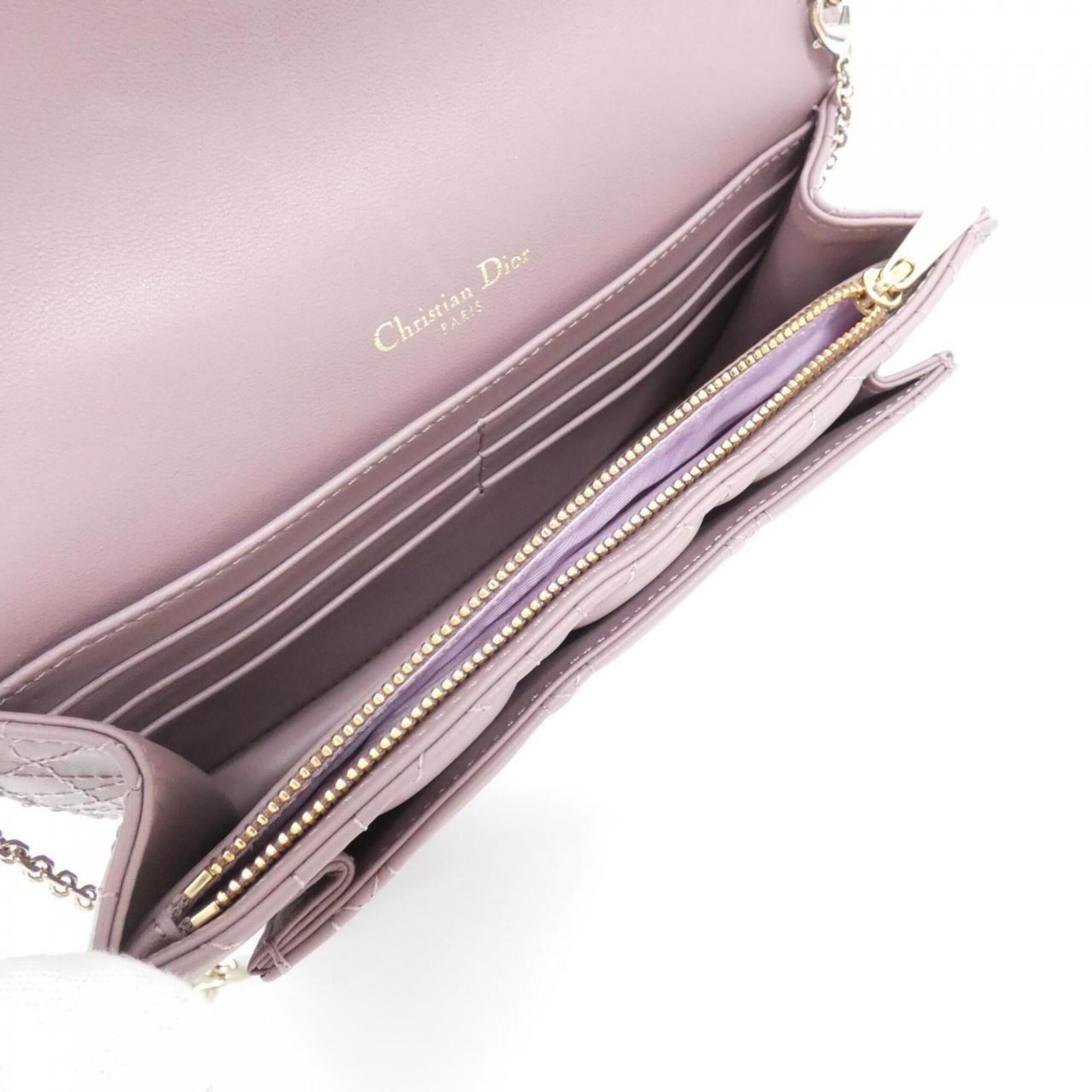 Christian Dior Pink Leather Chain/Shoulder Wallet (Pre-Owned)