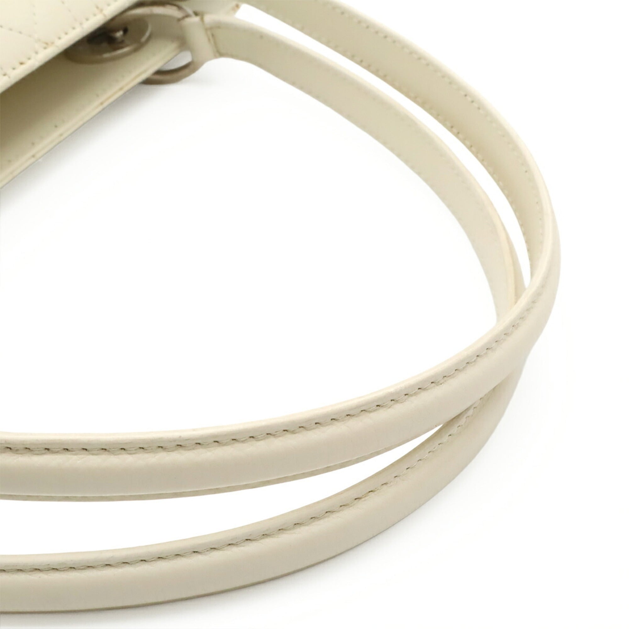 Christian Dior Ivory Leather Handbag Shoulder Bag (Pre-Owned)