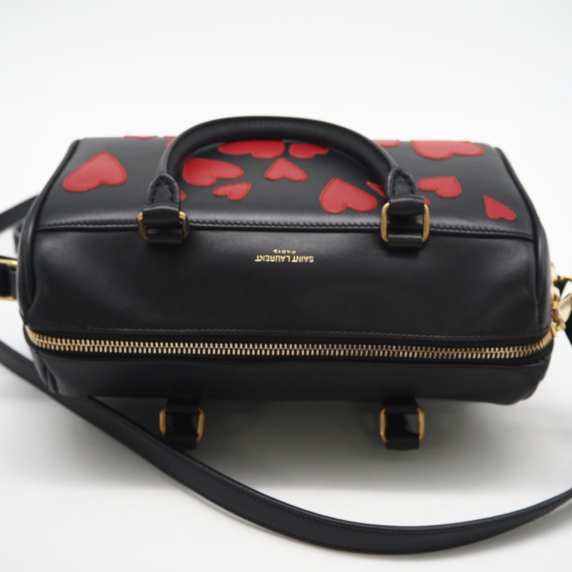 Saint Laurent Black Red Color Leather Handbag (Pre-Owned)
