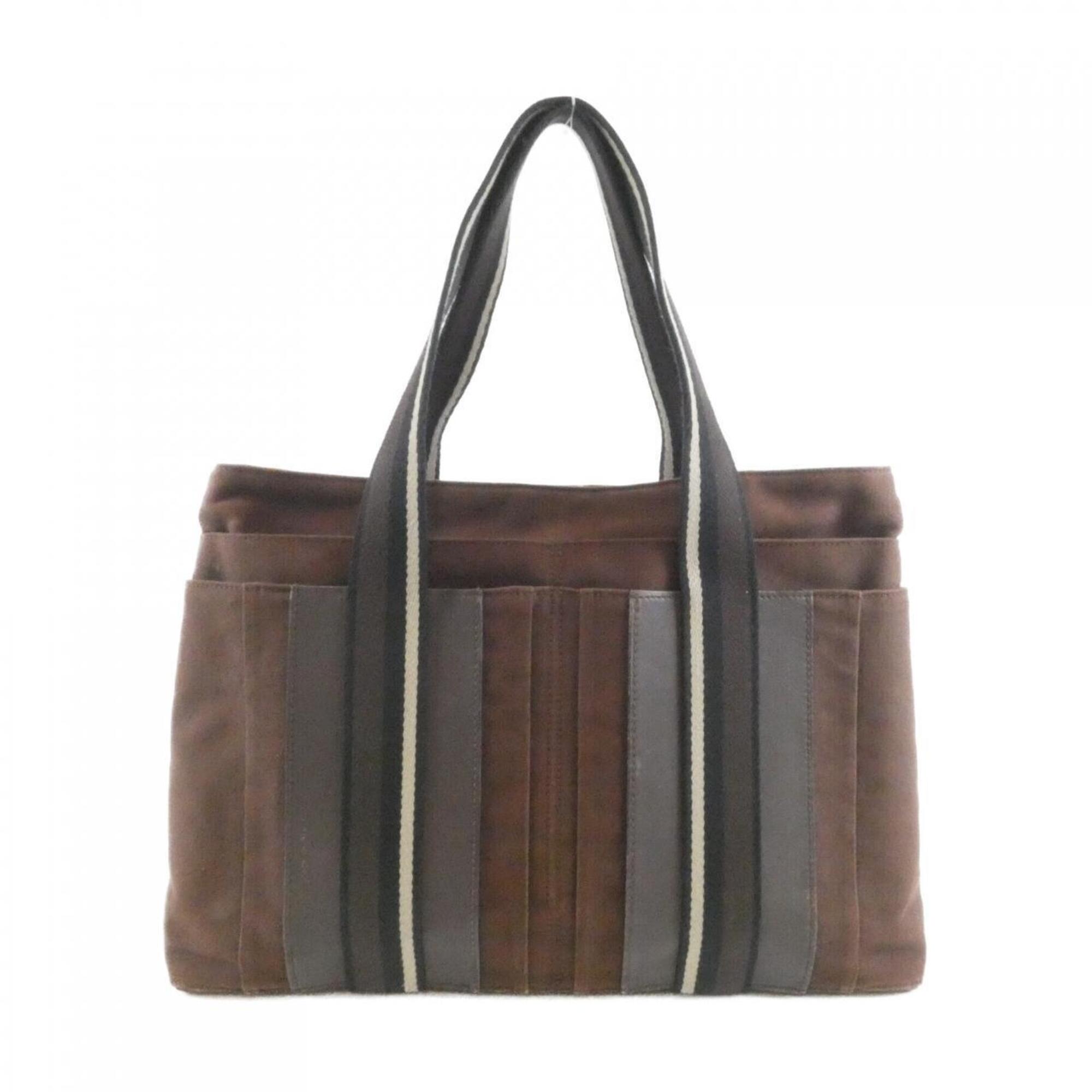 Hermes Troca Horizontal Chocolat Canvas Handbag (Pre-Owned)
