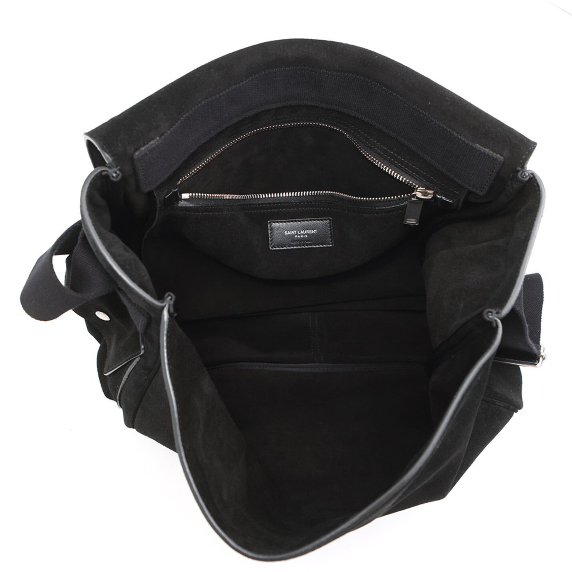 Yves Saint Laurent Black Suede Messenger Bag Shoulder Bag (Pre-Owned)