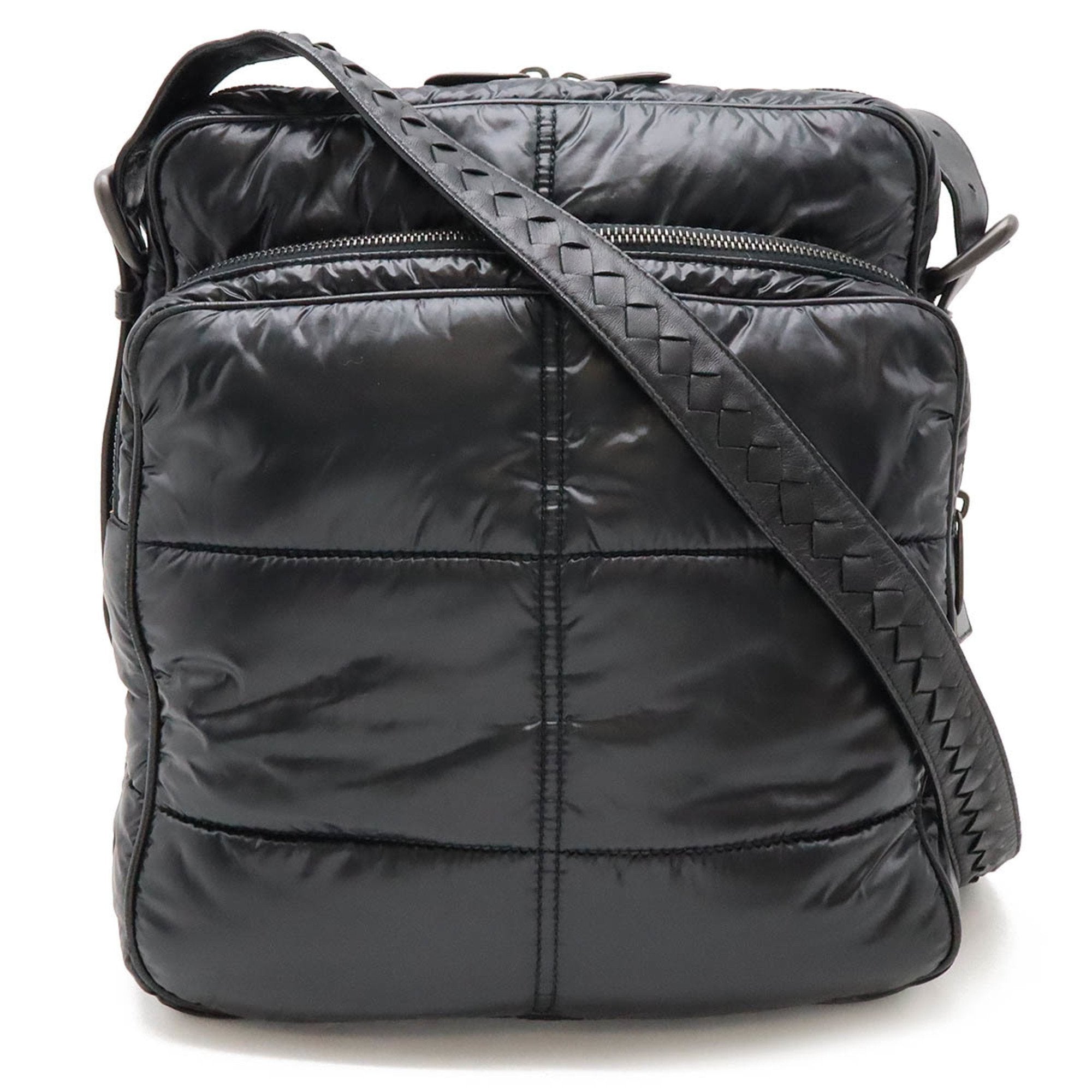 Bottega Veneta Black Nylon Leather Shoulder Bag (Pre-Owned)