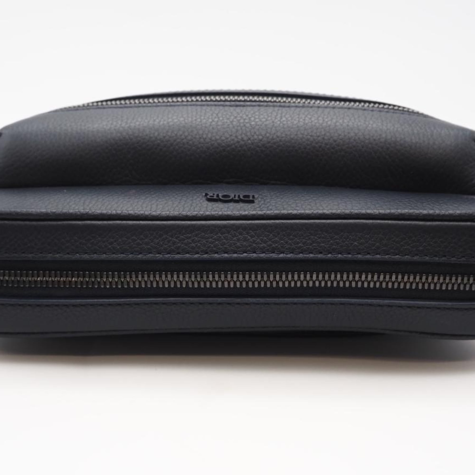 Christian Dior Navy Leather Messenger Bag Shoulder Bag (Pre-Owned)