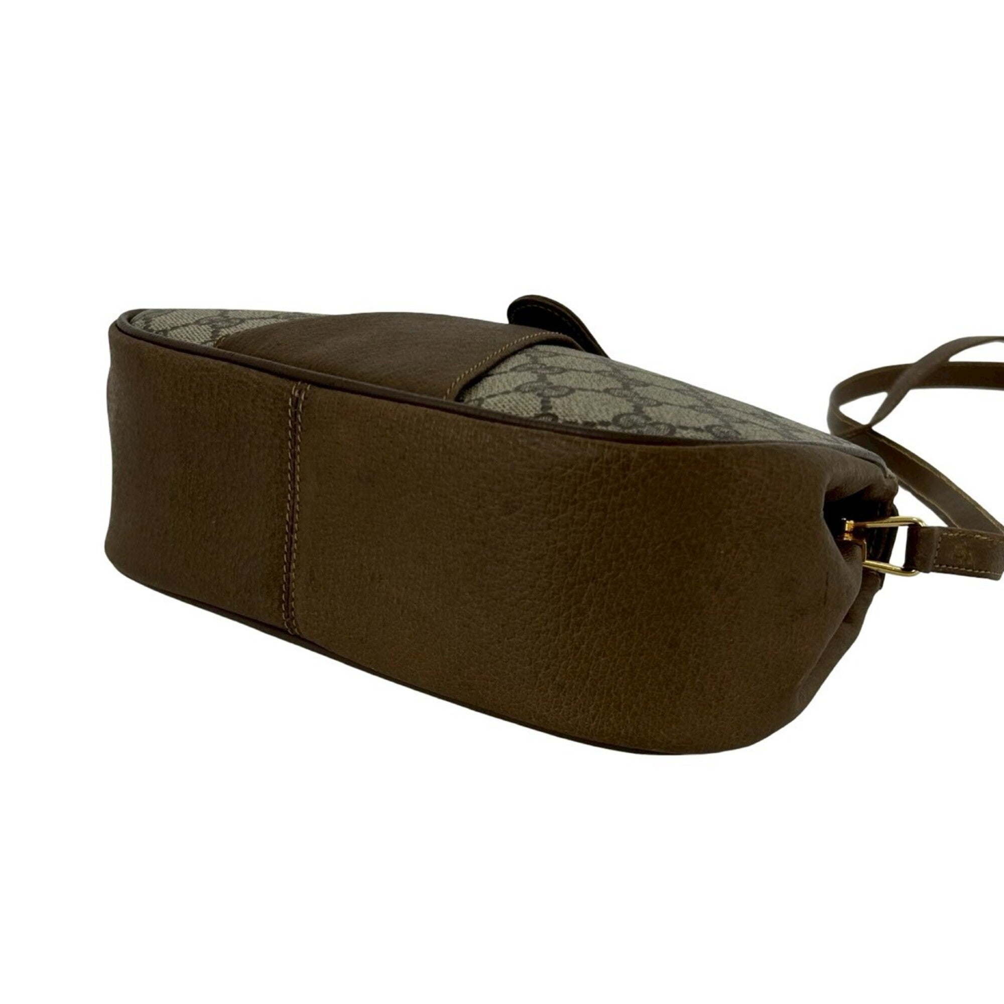 Gucci Brown Green Red Color Leather Pvc Shoulder Bag (Pre-Owned)