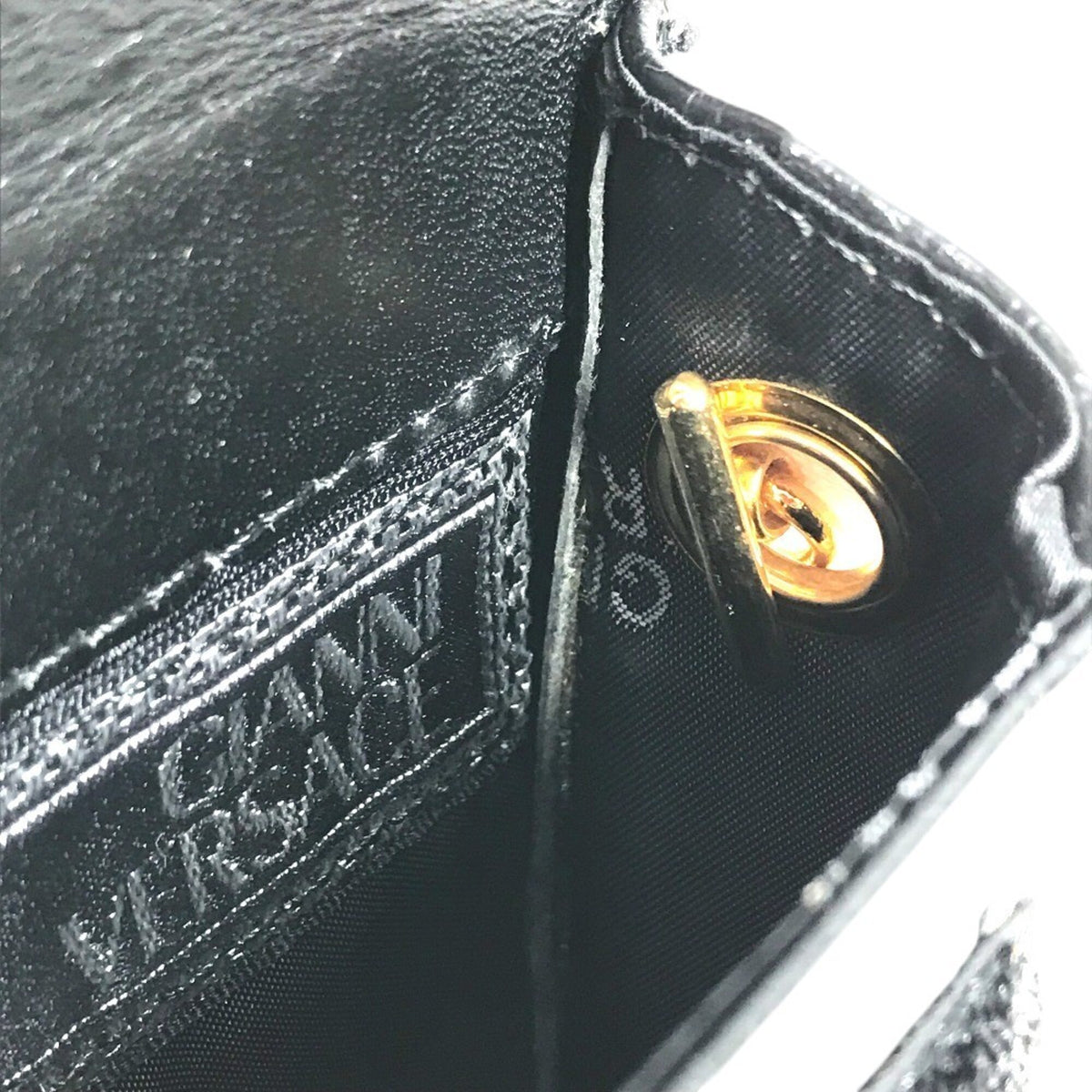 Versace Black Leather Handbag Pouch (Pre-Owned)