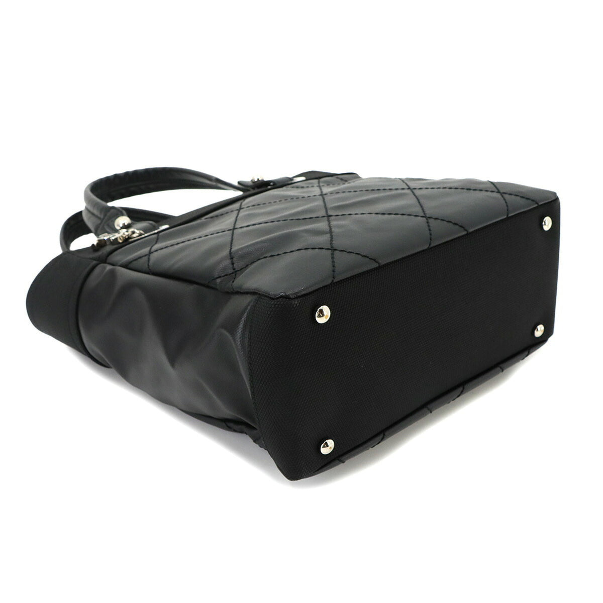 Chanel Paris Biarritz Black Nylon Pvc Leather Handbag Tote Bag (Pre-Owned)