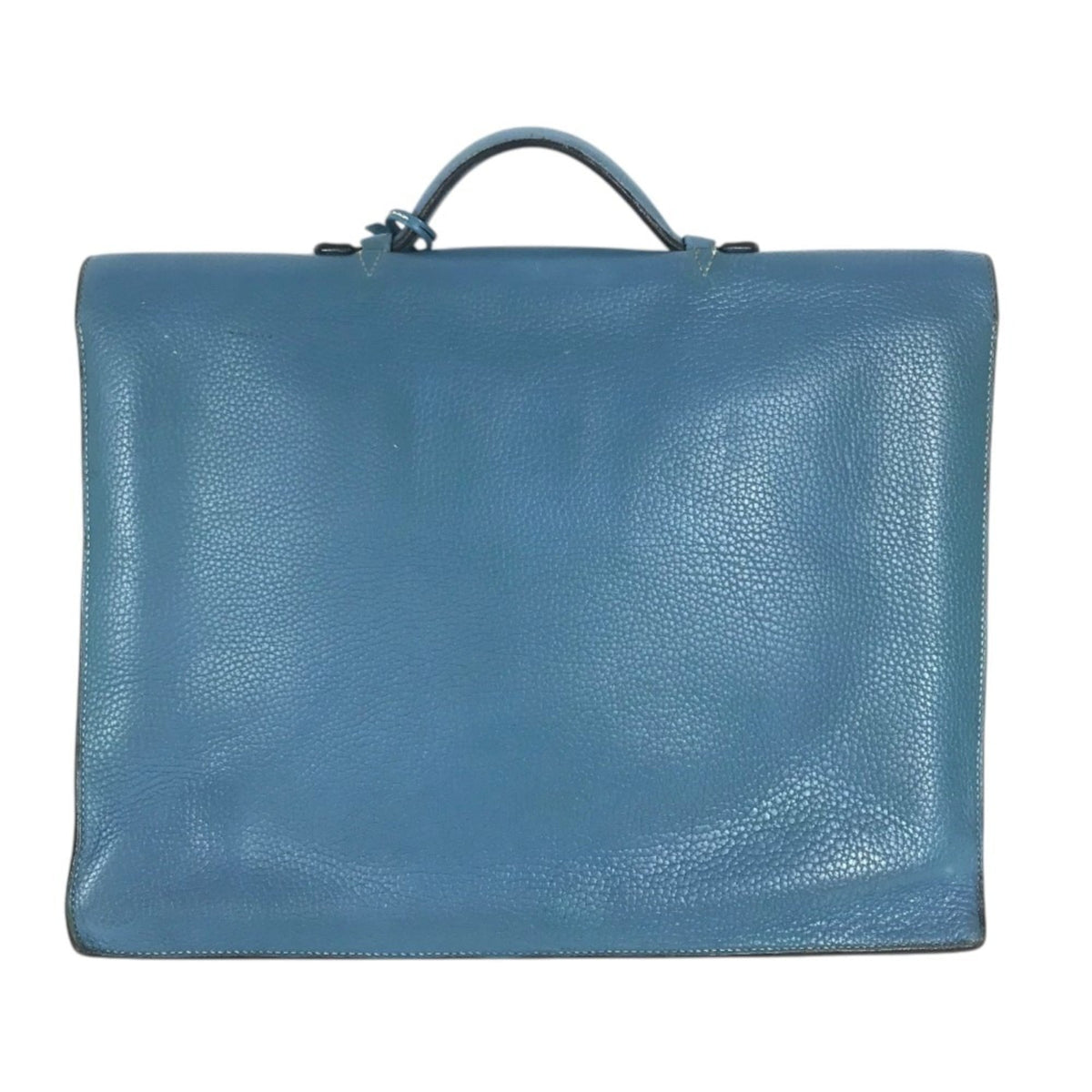 Hermes Blue Taurillon Clemence Leather Briefcase Handbag (Pre-Owned)