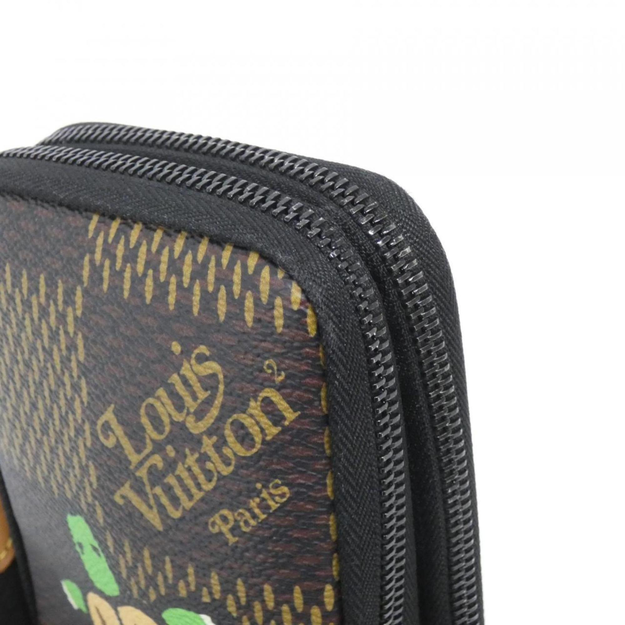 Louis Vuitton Black Brown Coated Canvas Phone Wallet (Pre-Owned)