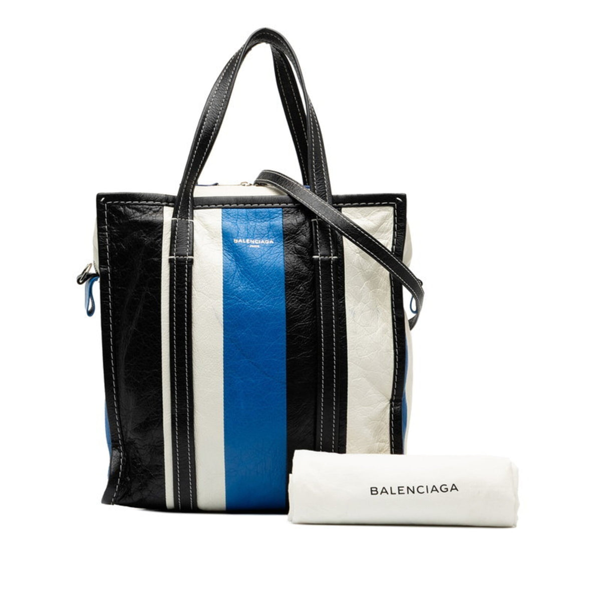 Balenciaga Black Blue White Leather Handbag Shoulder Bag (Pre-Owned)