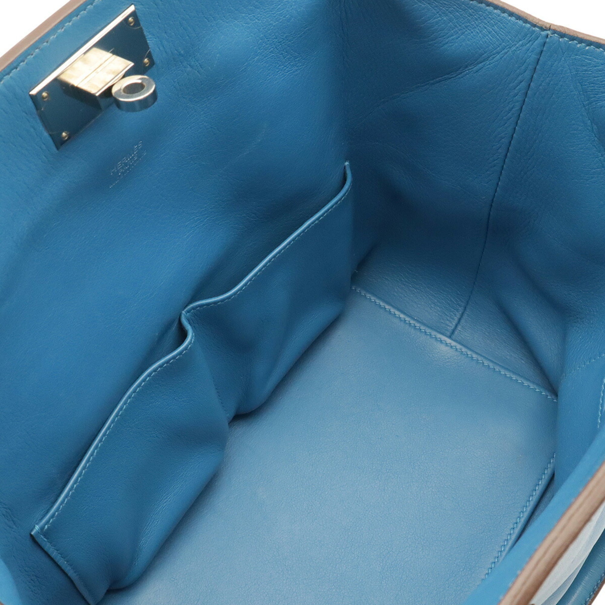 Hermes Blue Swift Leather Handbag Tote Bag (Pre-Owned)