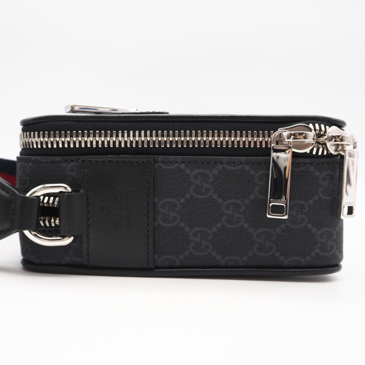 Gucci Gray Navy Red Color Gg Supreme Leather Shoulder Bag (Pre-Owned)