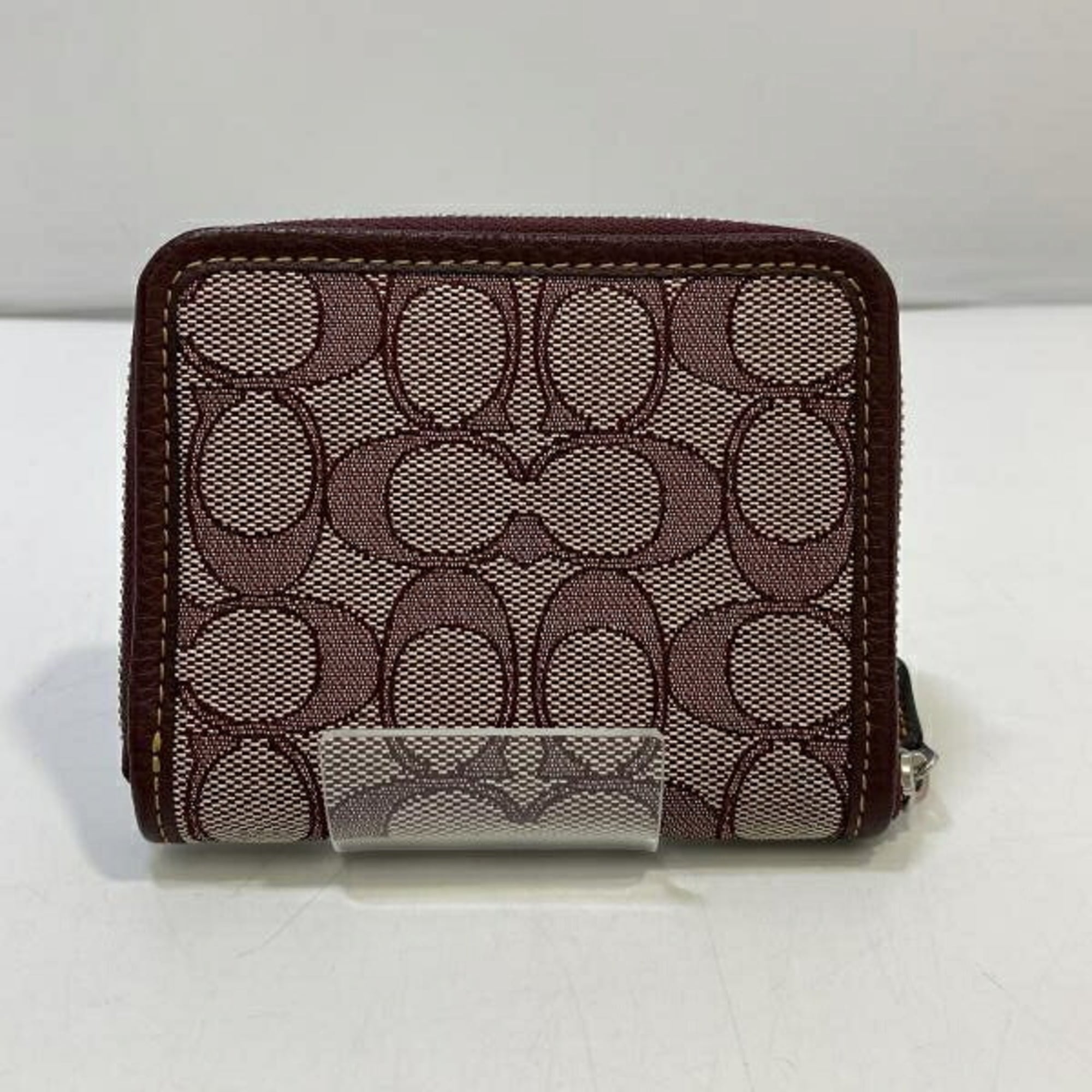 Coach Signature Burgundy Signature Line Wallet (Bi-Fold) (Pre-Owned)