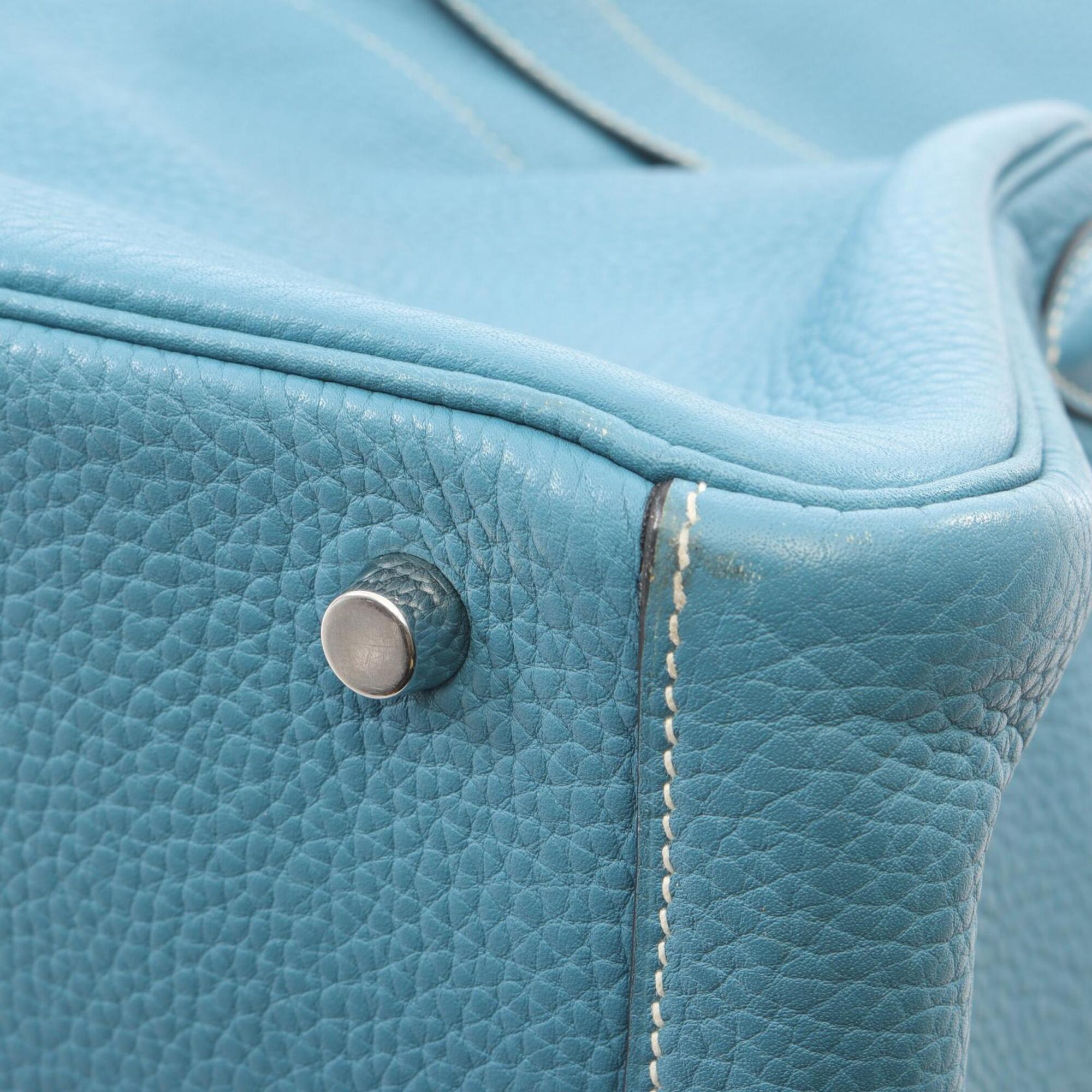 Hermes Blue Blue Jean Taurillon Clemence Leather Leather Handbag Shoulder Bag (Pre-Owned)