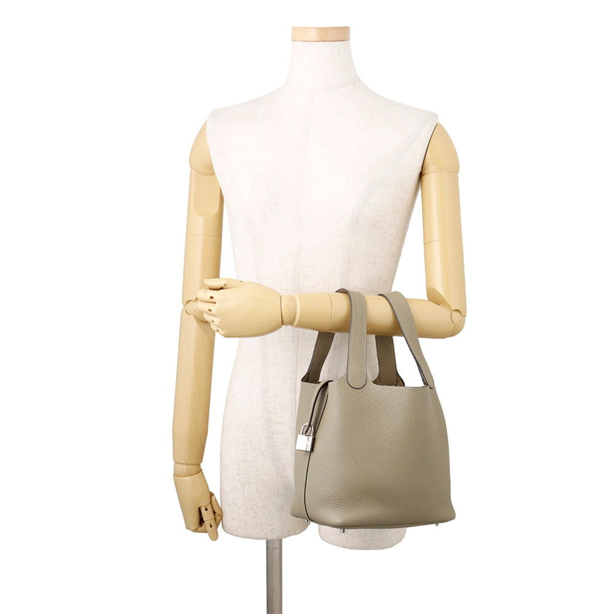 Hermes Picotin Silver Taurillon Clemence Leather Handbag Tote Bag (Pre-Owned)