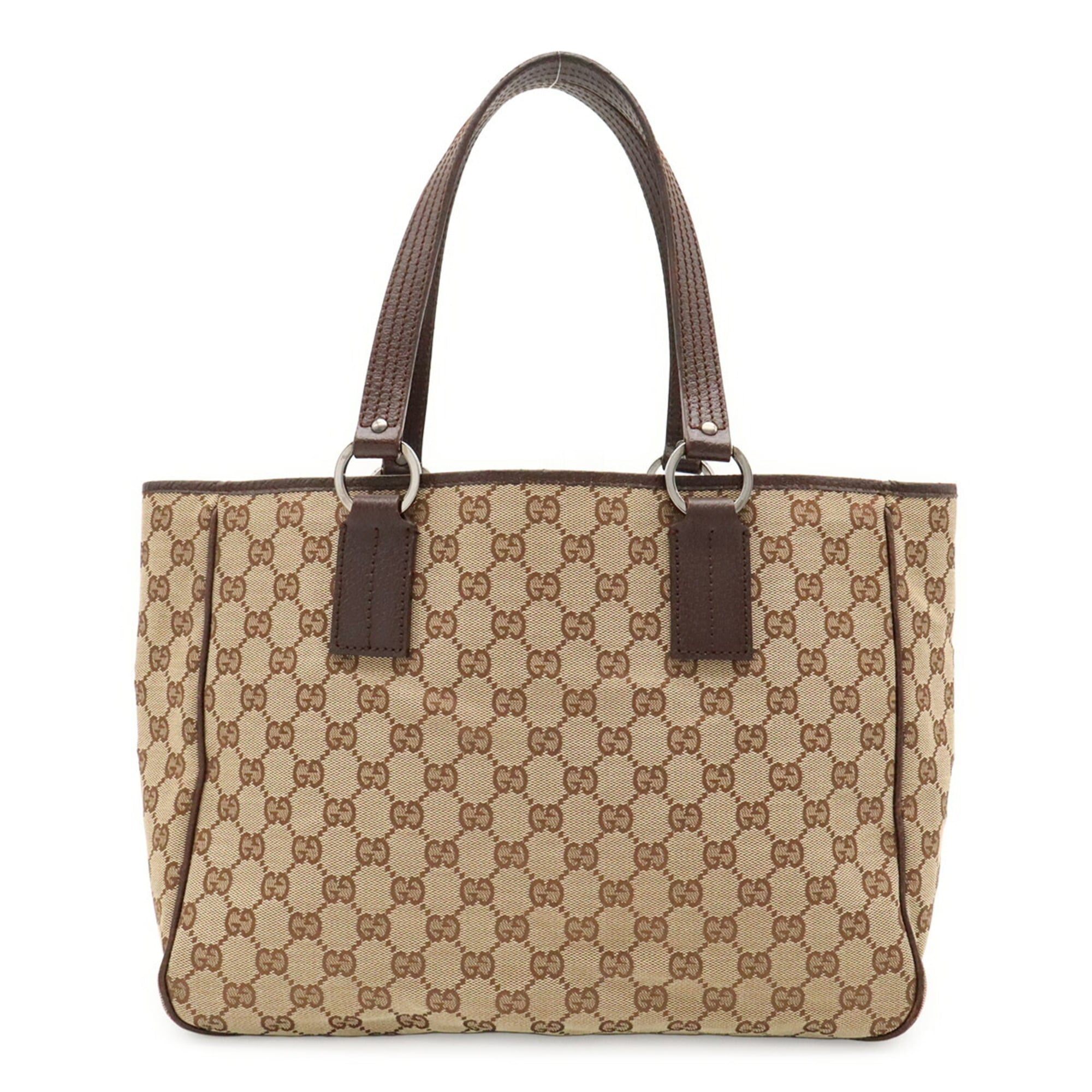 Gucci Beige Dark Brown Khaki Gg Canvas Shoulder Bag Tote Bag (Pre-Owned)