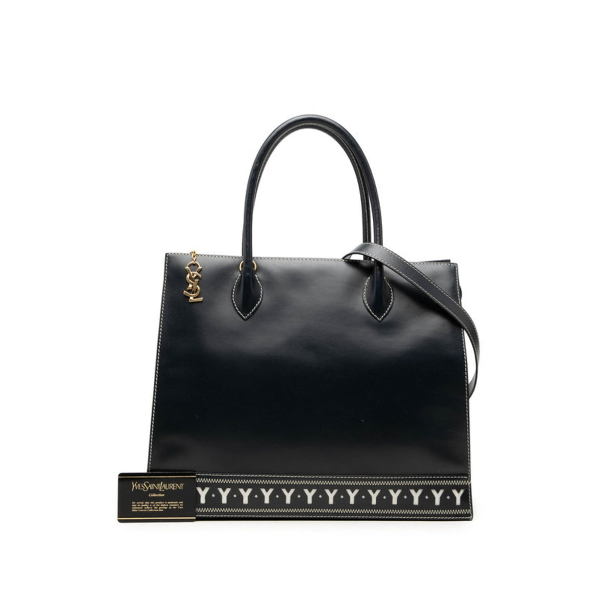 Saint Laurent Navy Leather Shoulder Bag Tote Bag (Pre-Owned)