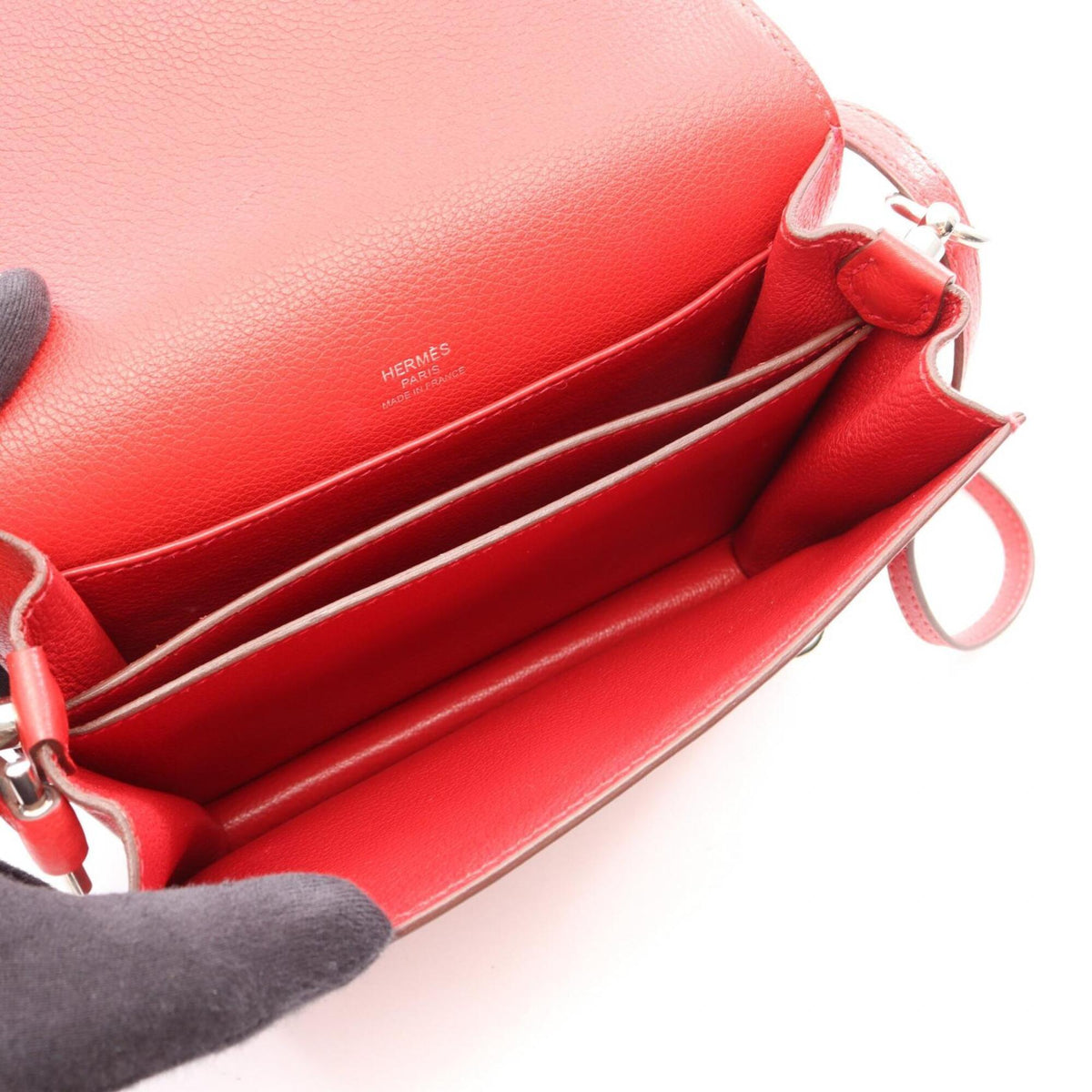 Hermes Red Color Evercalf Leather Handbag Shoulder Bag (Pre-Owned)