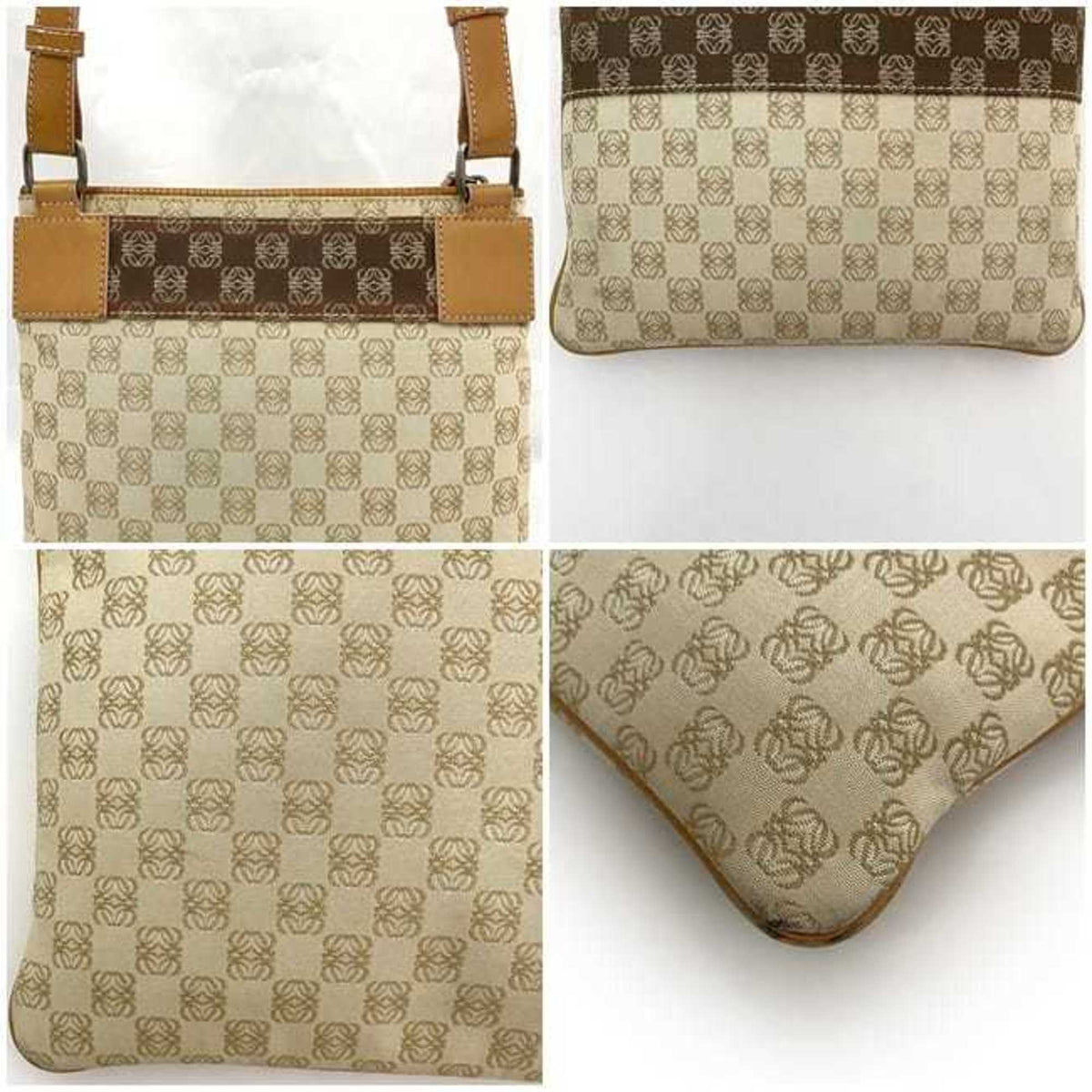 Loewe Beige Orange Canvas Leather Shoulder Bag (Pre-Owned)
