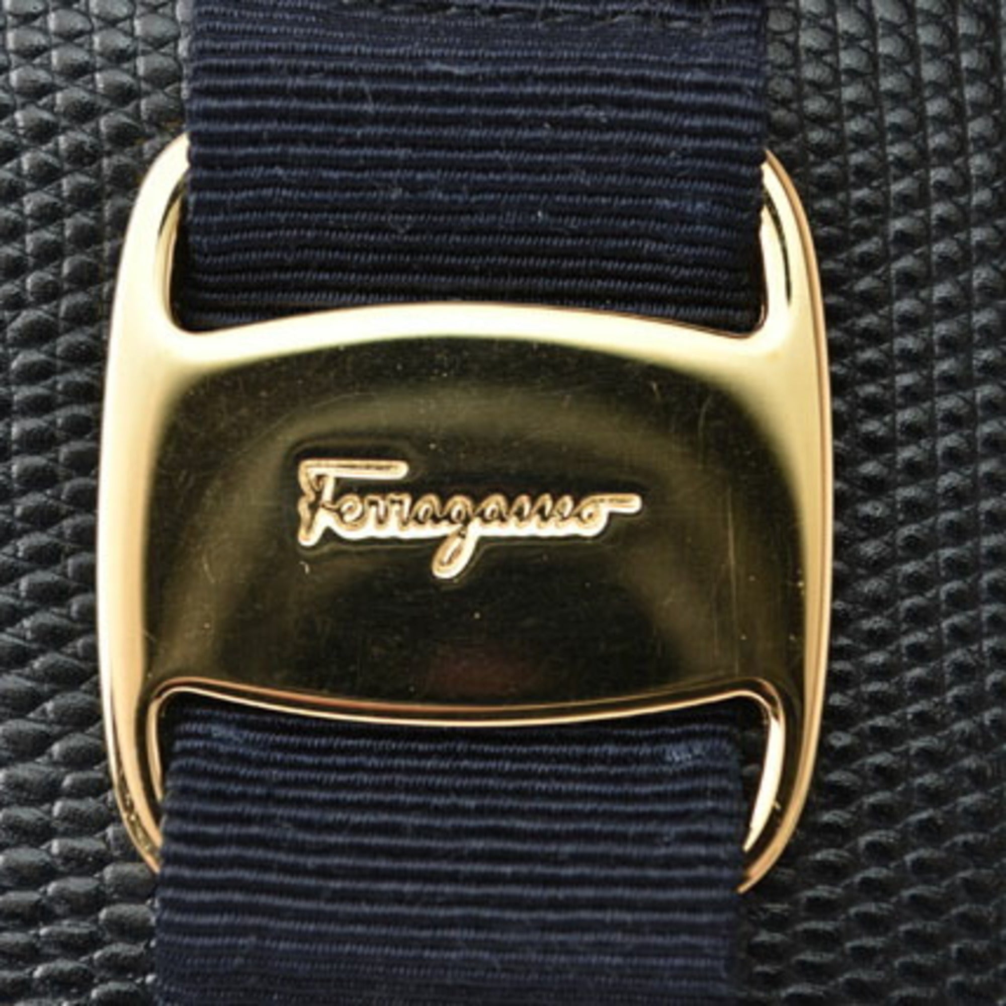 Salvatore Ferragamo Dark Navy Leather Long Wallet (Bi-Fold) (Pre-Owned)