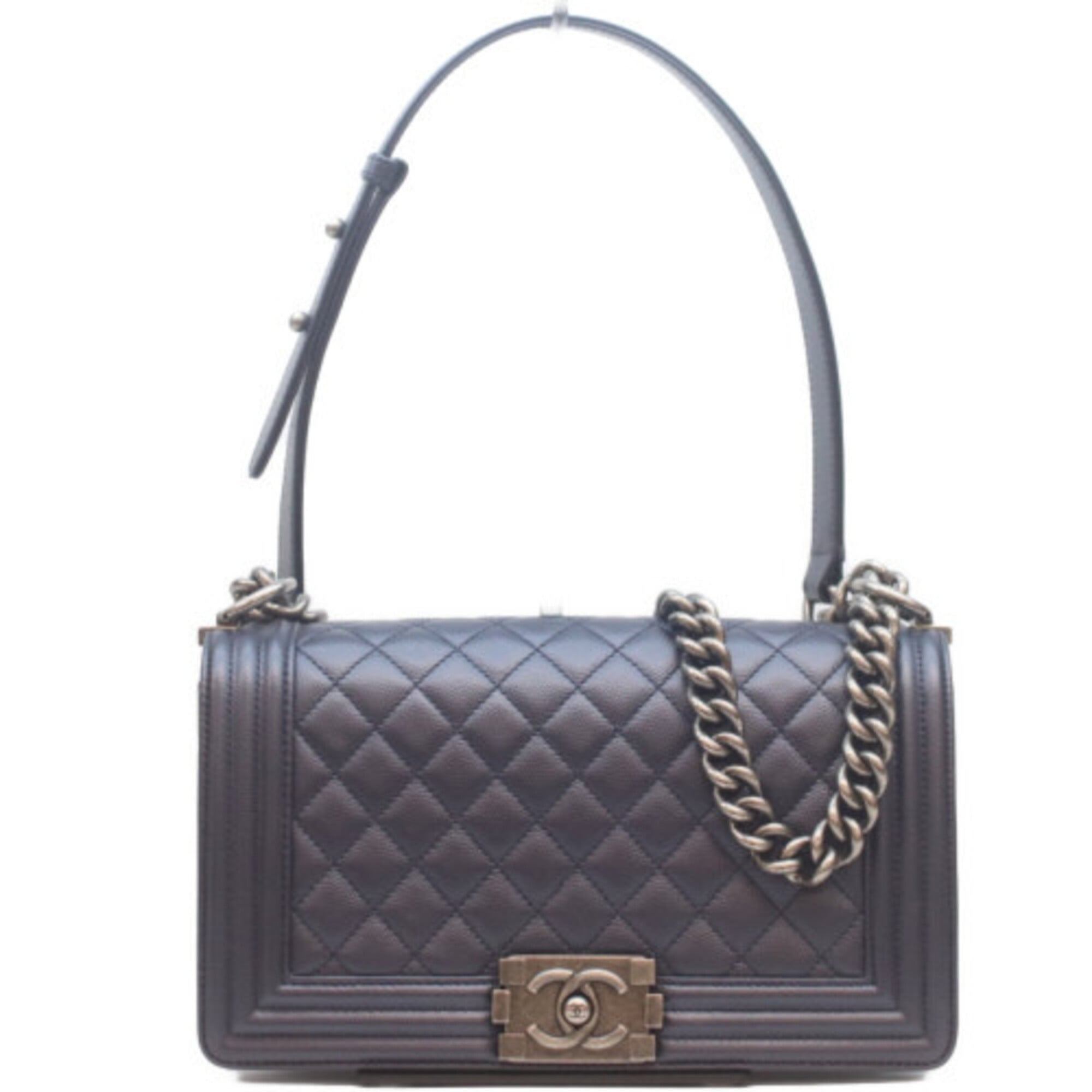 Chanel Navy Grained Calfskin Shoulder Bag (Pre-Owned)