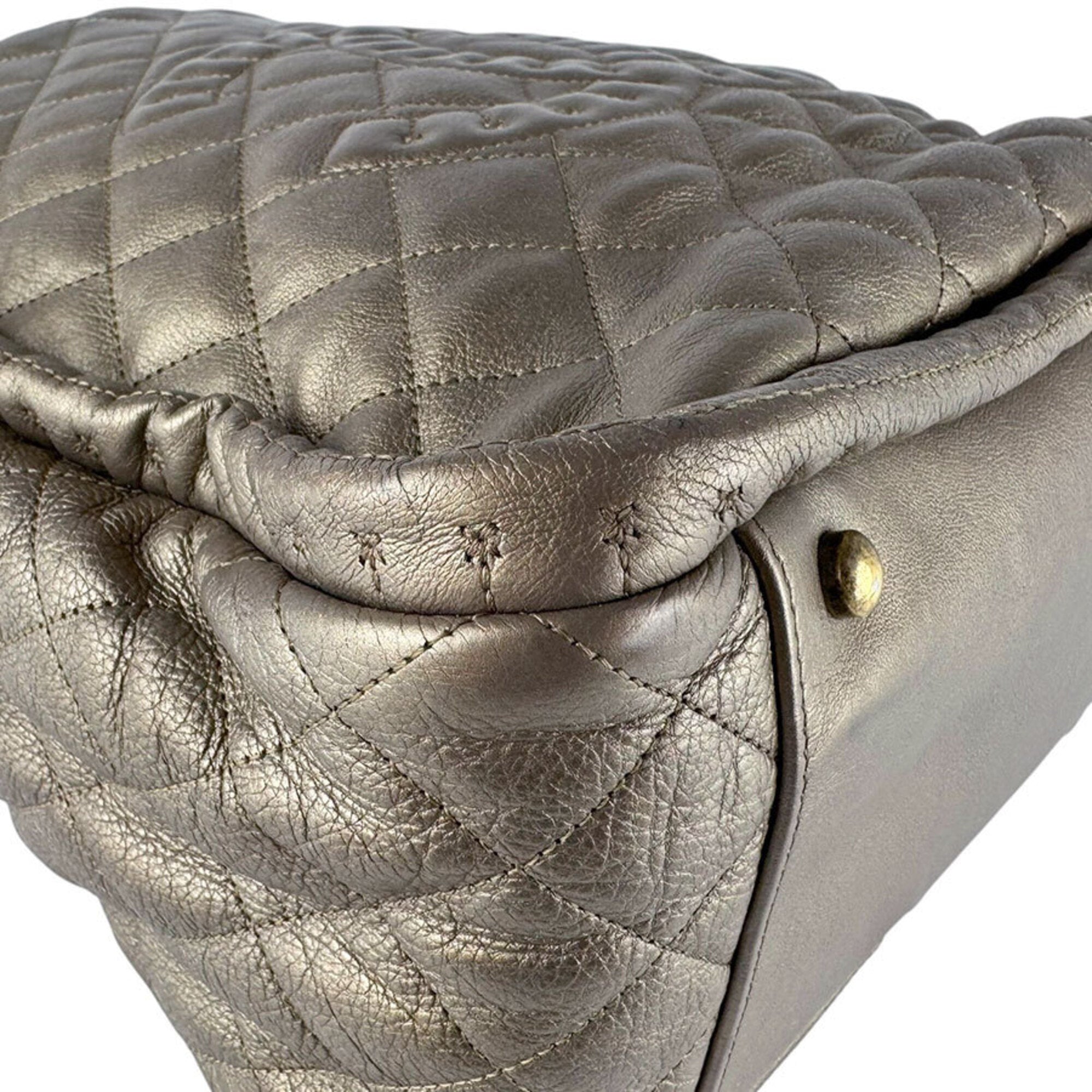 Chanel Gold Khaki Metallic Leather Shoulder Bag (Pre-Owned)
